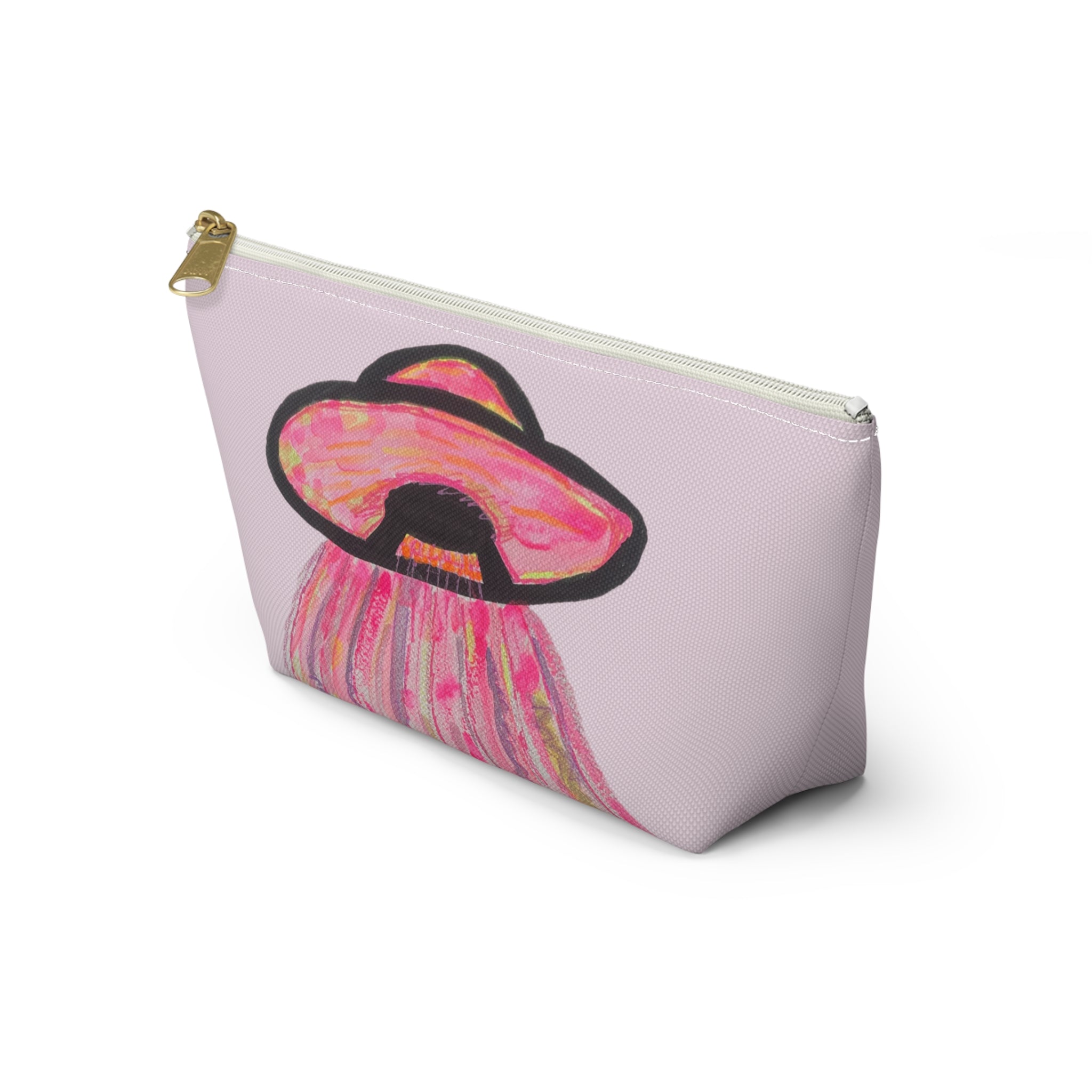 Fun Pink Spaceship UFO Aliens "We Come in Pink" Makeup Pouch Accessories Day or Travel Bag Small & Large