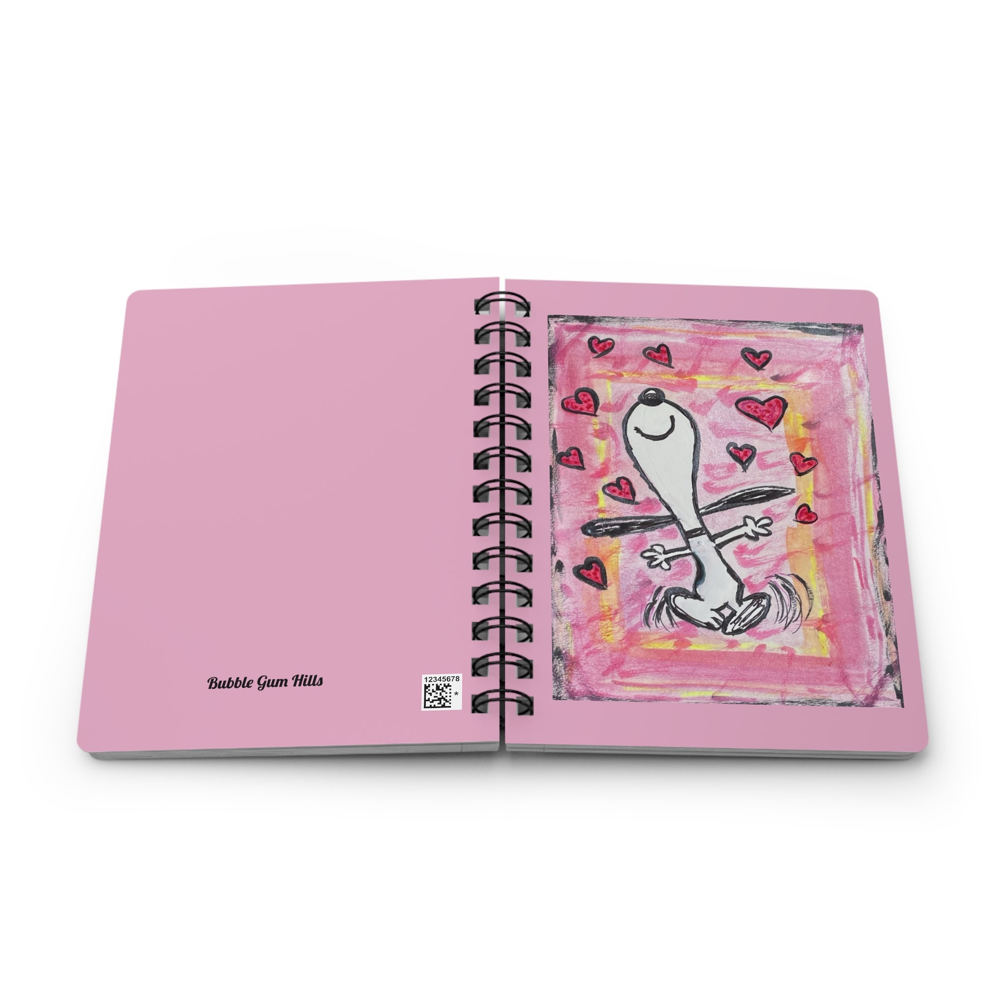 Joyful Dancing Pup with Hearts  — Spiral Notebook