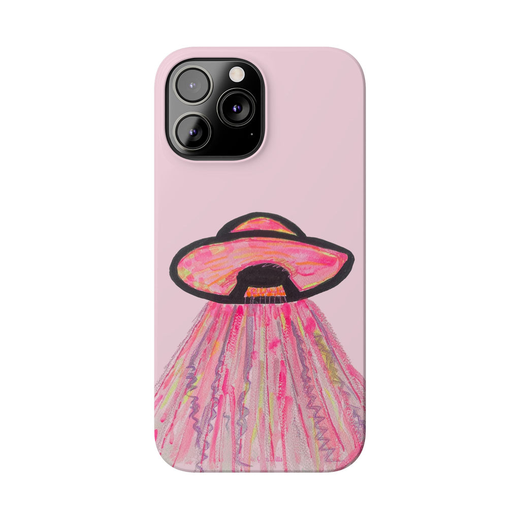 Pink UFO Phone Case — Cute Pastel Alien Abduction Slim Case