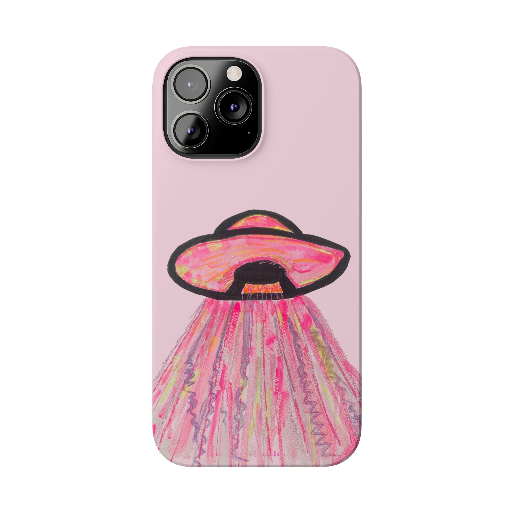 Pink UFO Phone Case — Cute Pastel Alien Abduction Slim Case