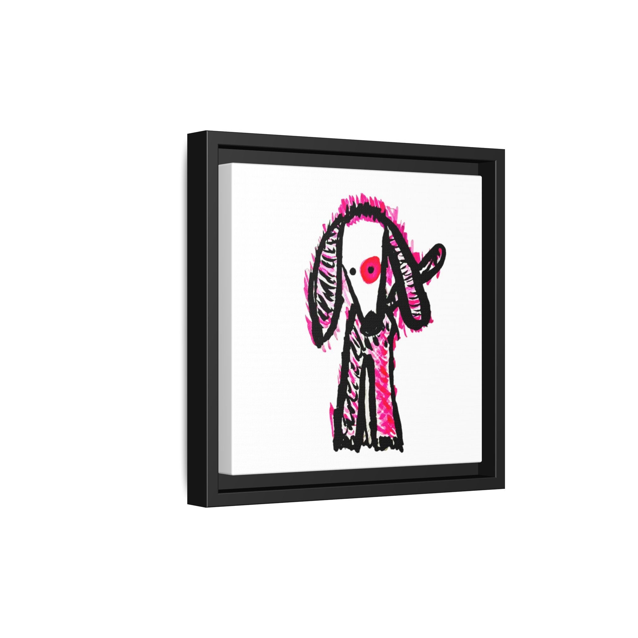 The Pink Pooch Framed Matte Square Canvas Wall Art  10" x10"