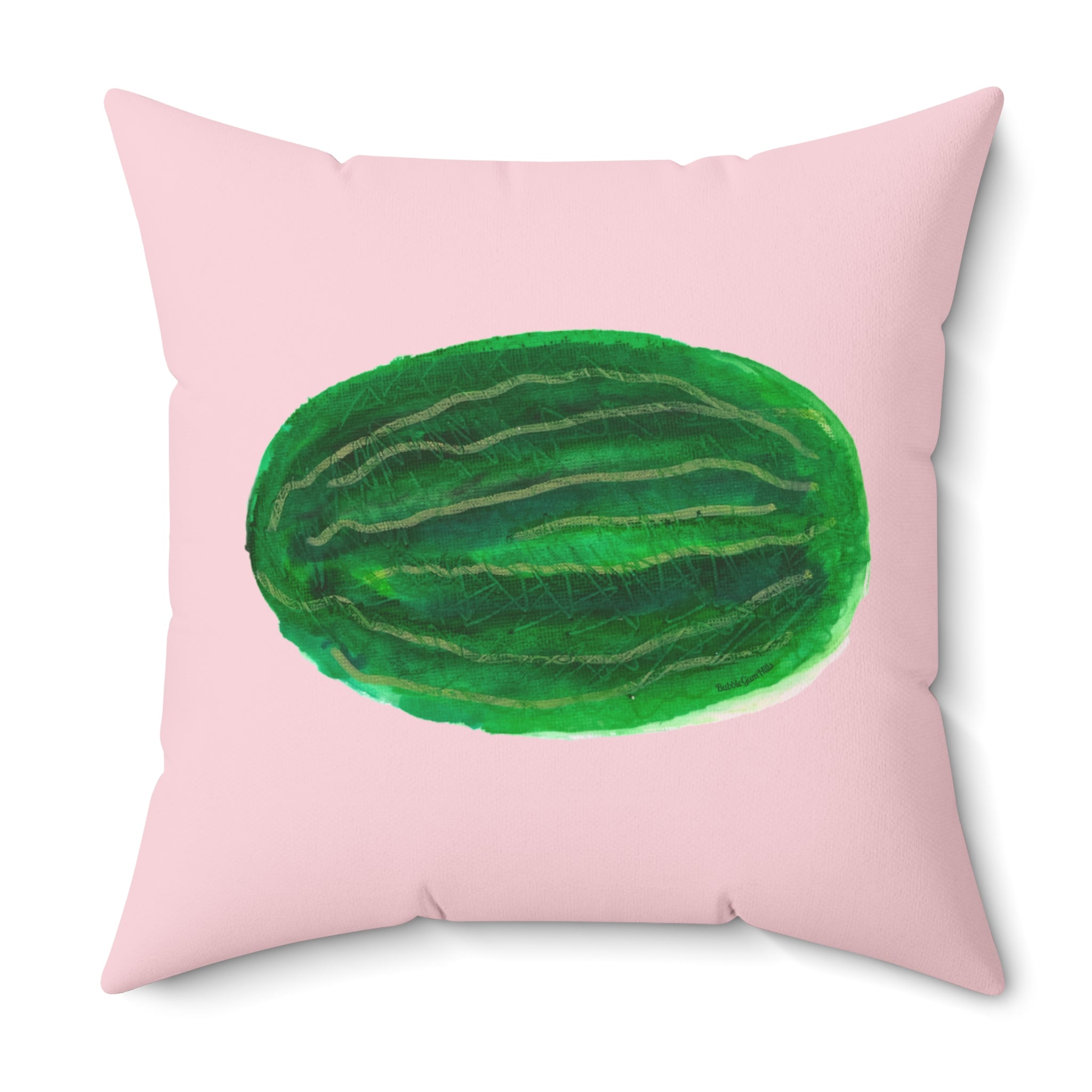 Watermelon Sliced &  Whole Two-Sided Square Pillow Decorative Summer Pink Throw Pillow