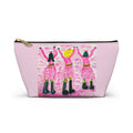 Pink Girl Dance Makeup Beauty Tech Accessories Pouch Zipper Bag Day or Travel Small & Large