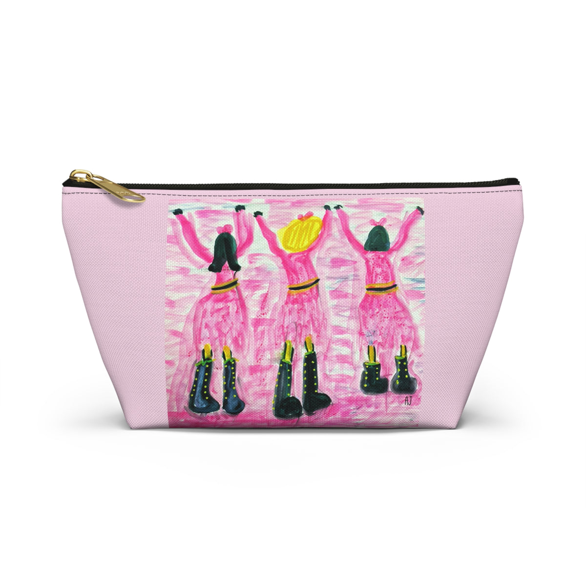 Pink Girl Dance Makeup Beauty Tech Accessories Pouch Zipper Bag Day or Travel Small & Large