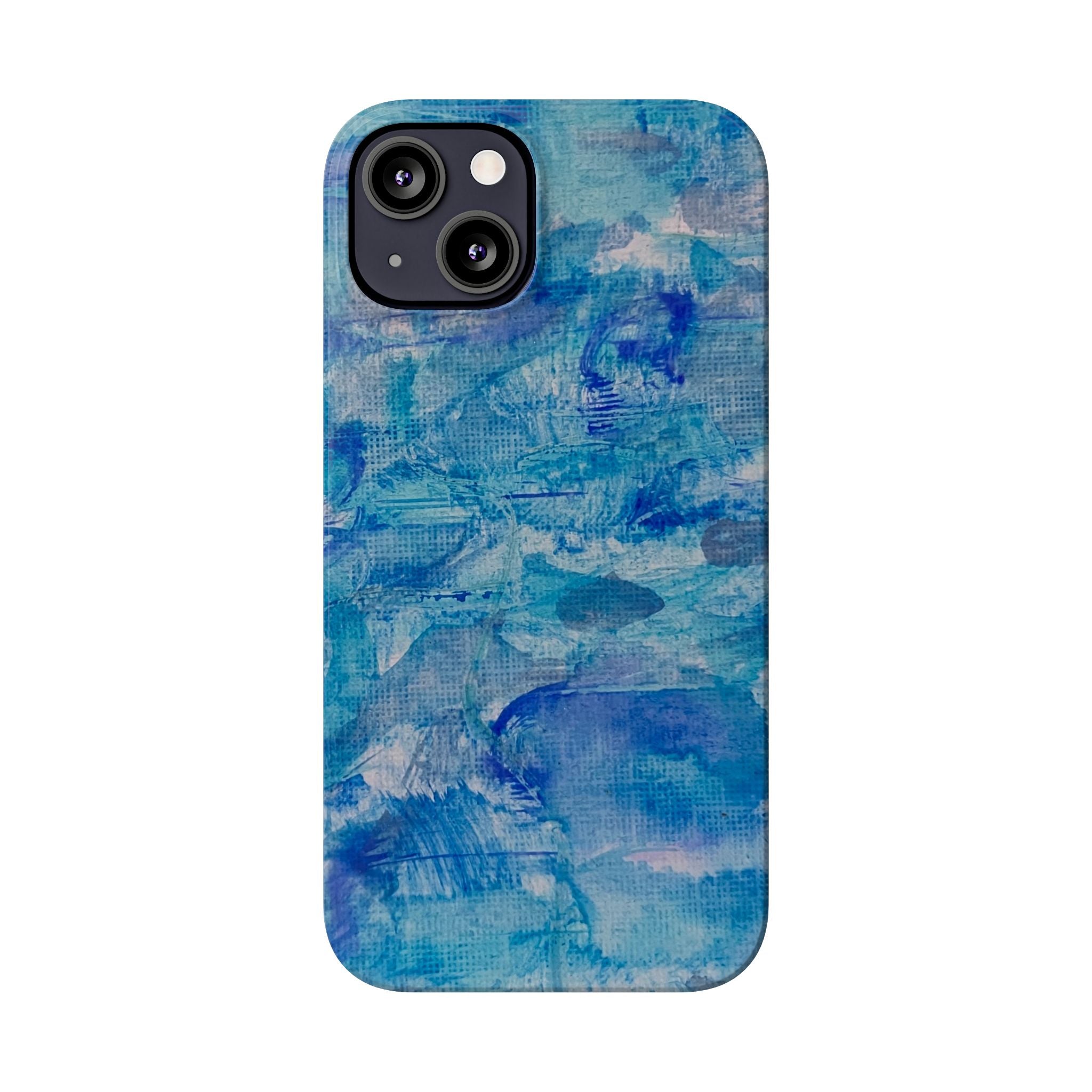 Blue Watercolor Slim Phone Case — Abstract Ocean Art Protective Cover