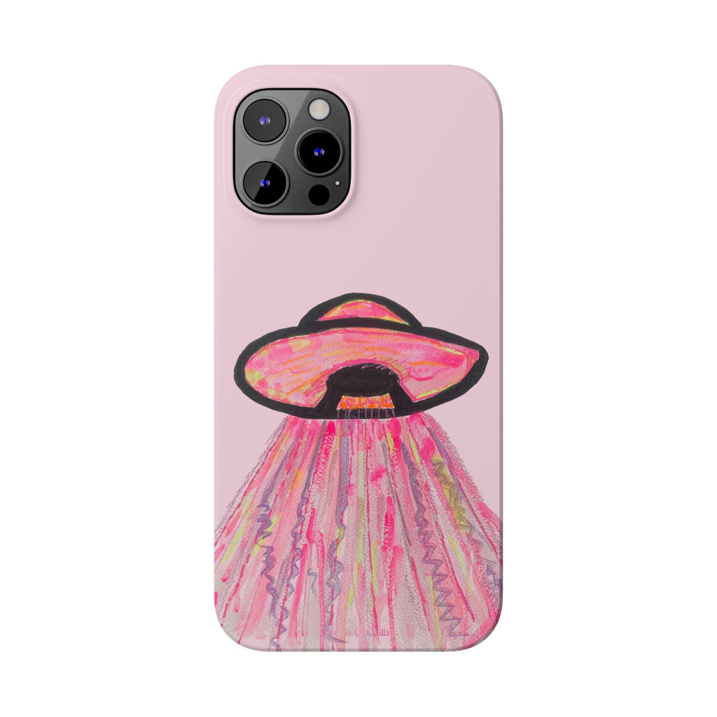 Pink UFO Phone Case — Cute Pastel Alien Abduction Slim Case