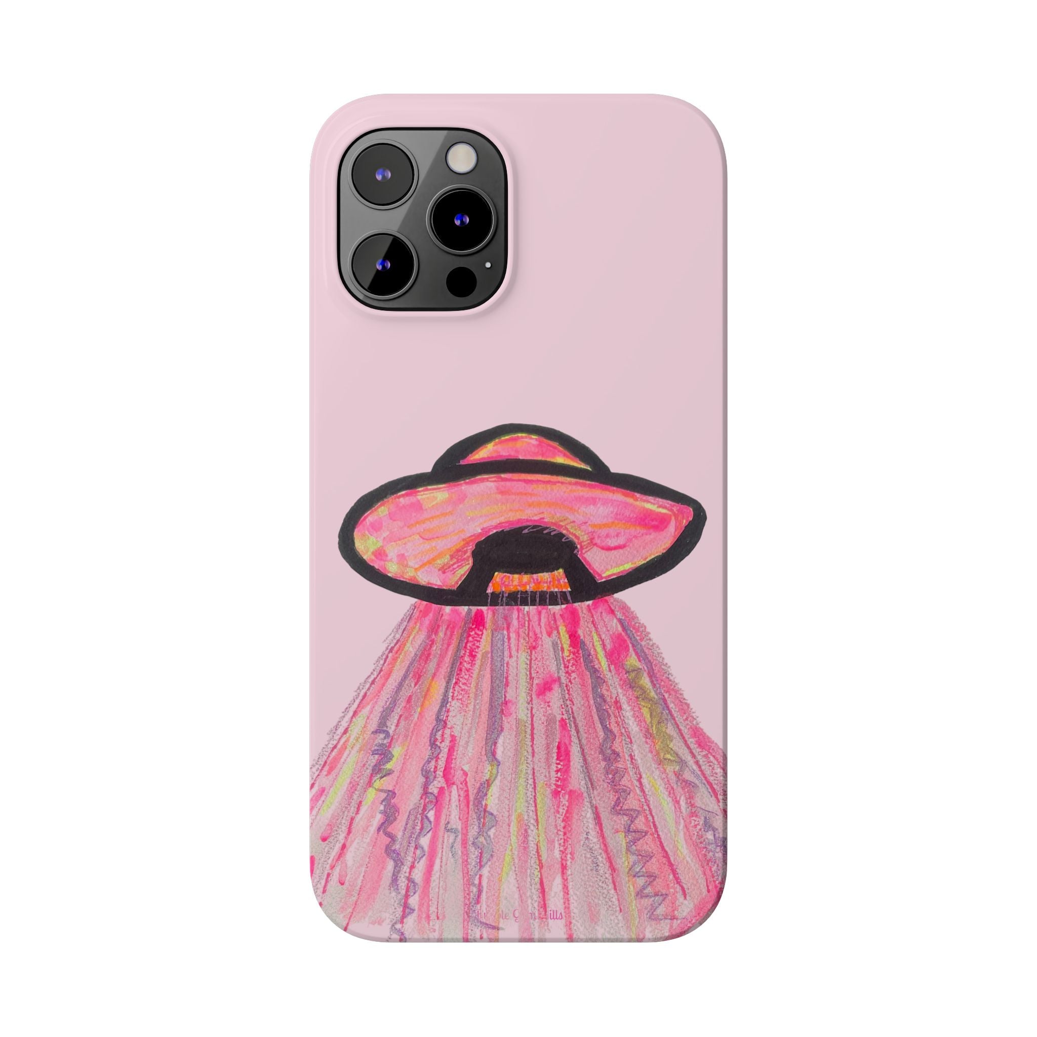 Pink UFO Phone Case — Cute Pastel Alien Abduction Slim Case