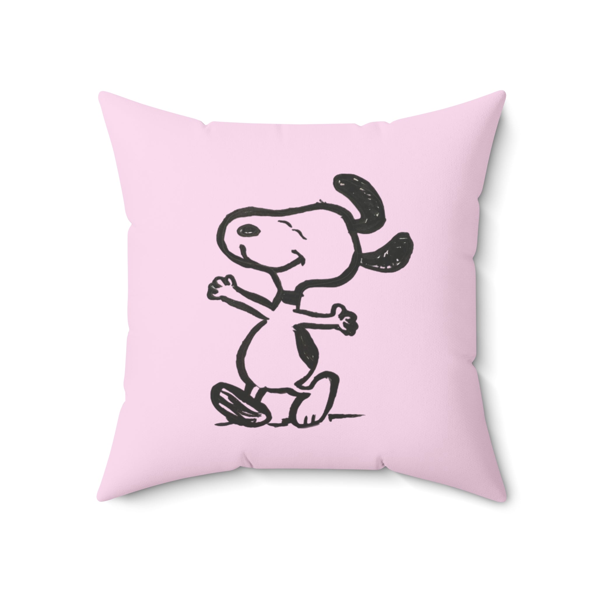 Happy Puppy & Begging Puppy Side  Pink Pup Illustration Decorative Pillow