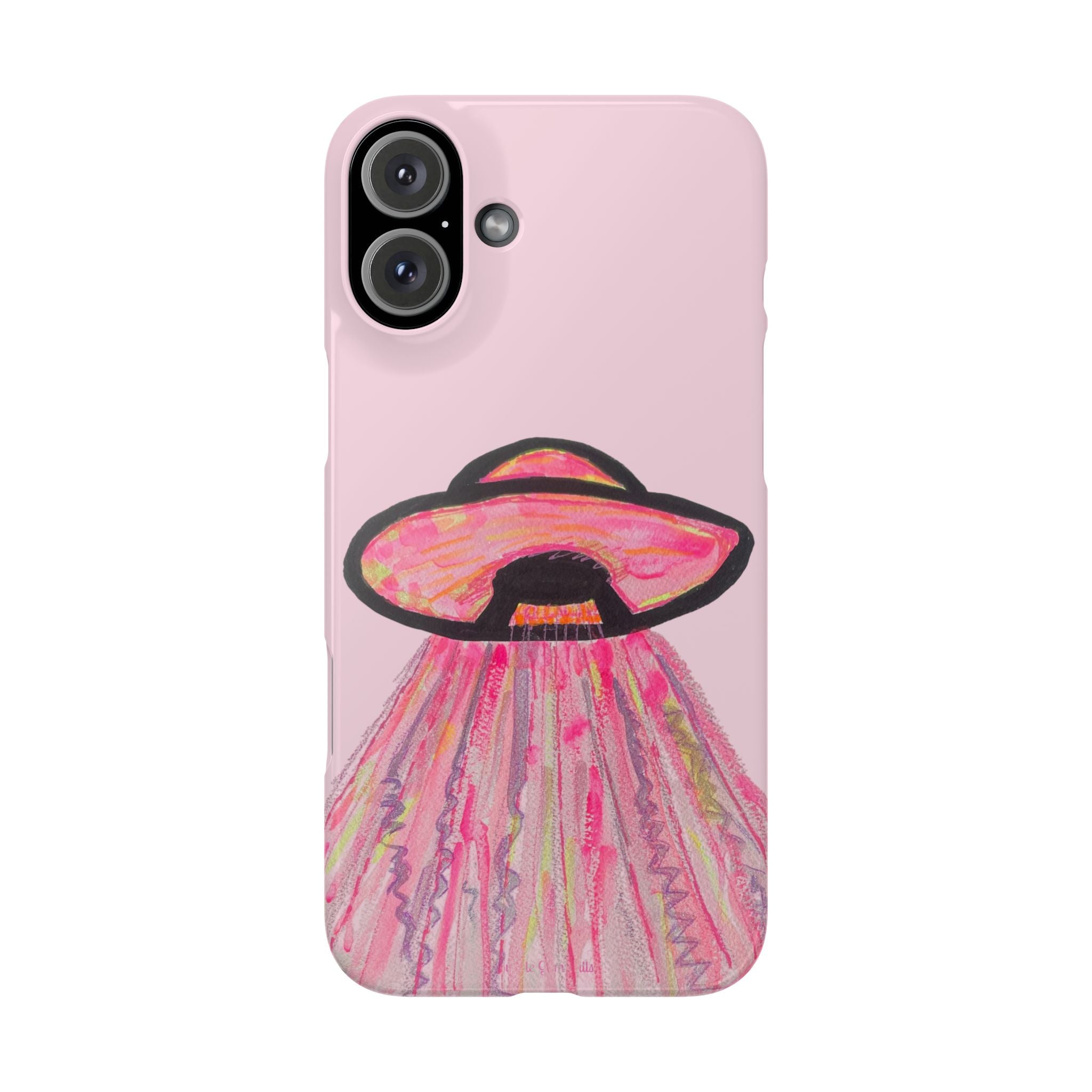 Pink UFO Phone Case — Cute Pastel Alien Abduction Slim Case