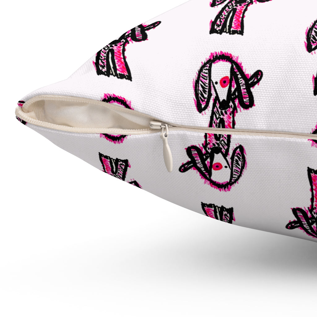 Bubble Gum Pink Puppy Decorative Pillow