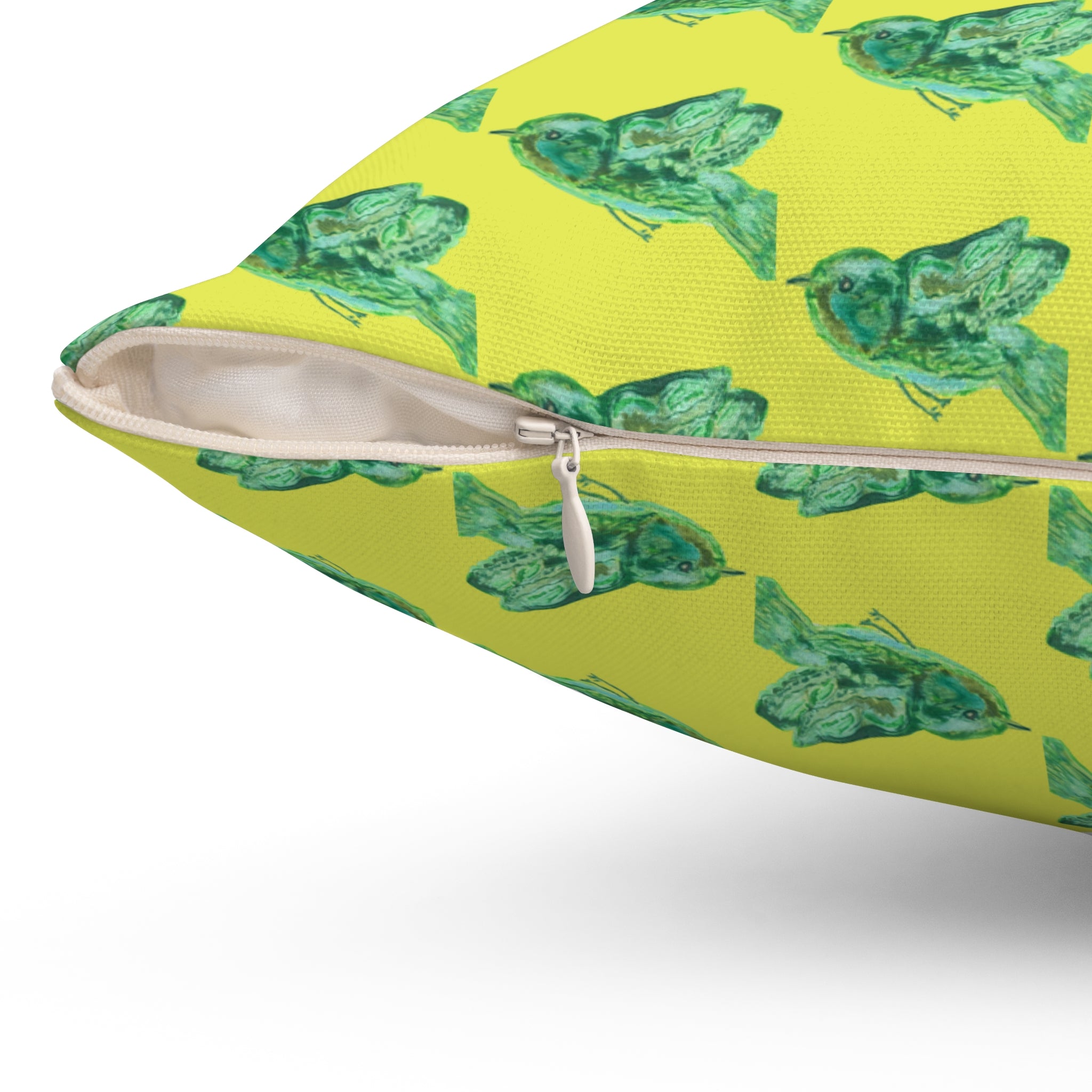 Green Birds Flock Vibrant Lime Decorative Throw Pillow