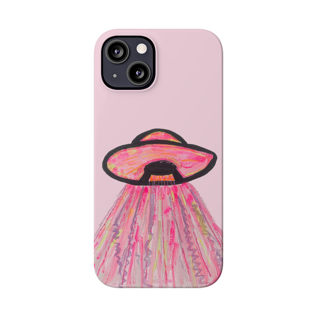 Pink UFO Phone Case — Cute Pastel Alien Abduction Slim Case