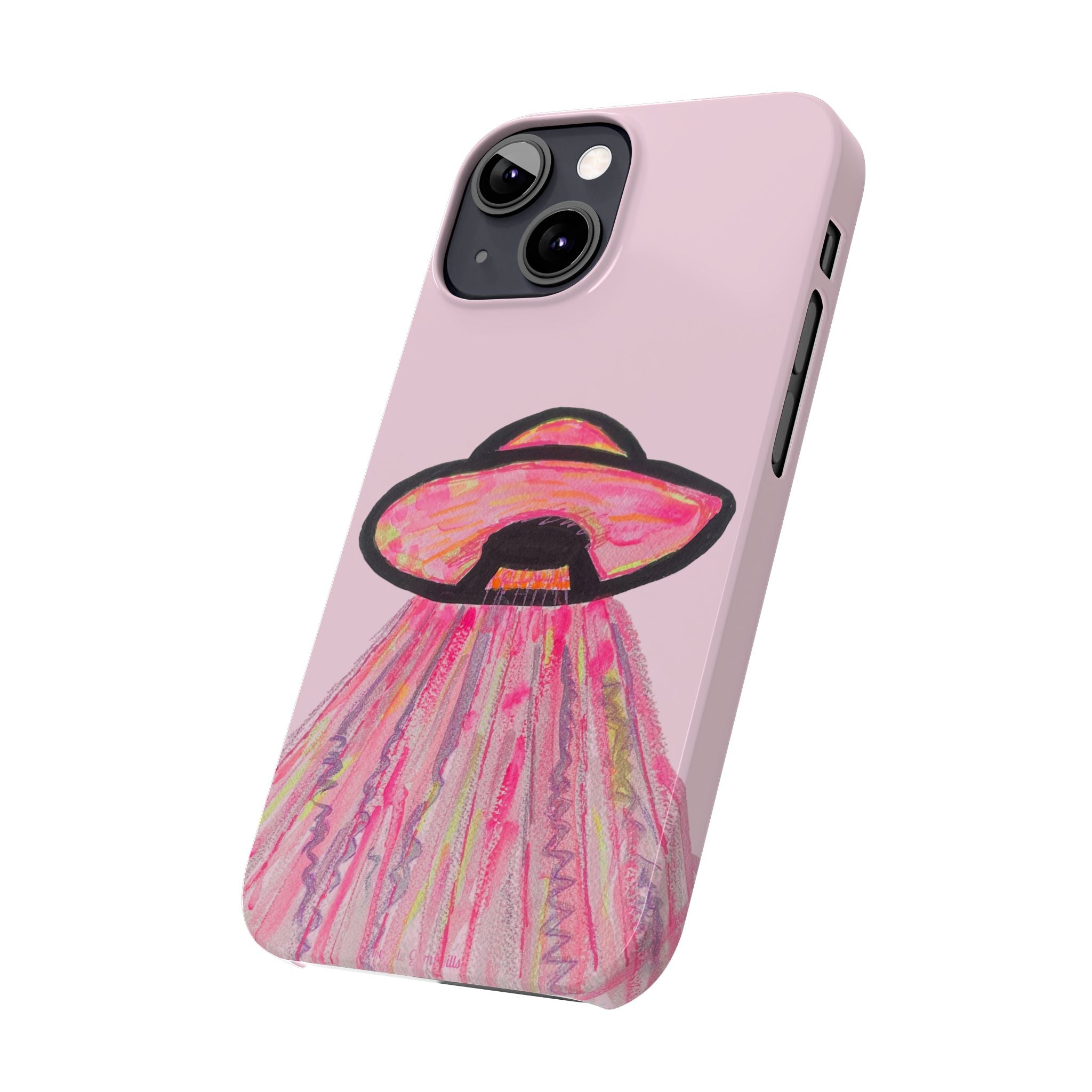 Pink UFO Phone Case — Cute Pastel Alien Abduction Slim Case
