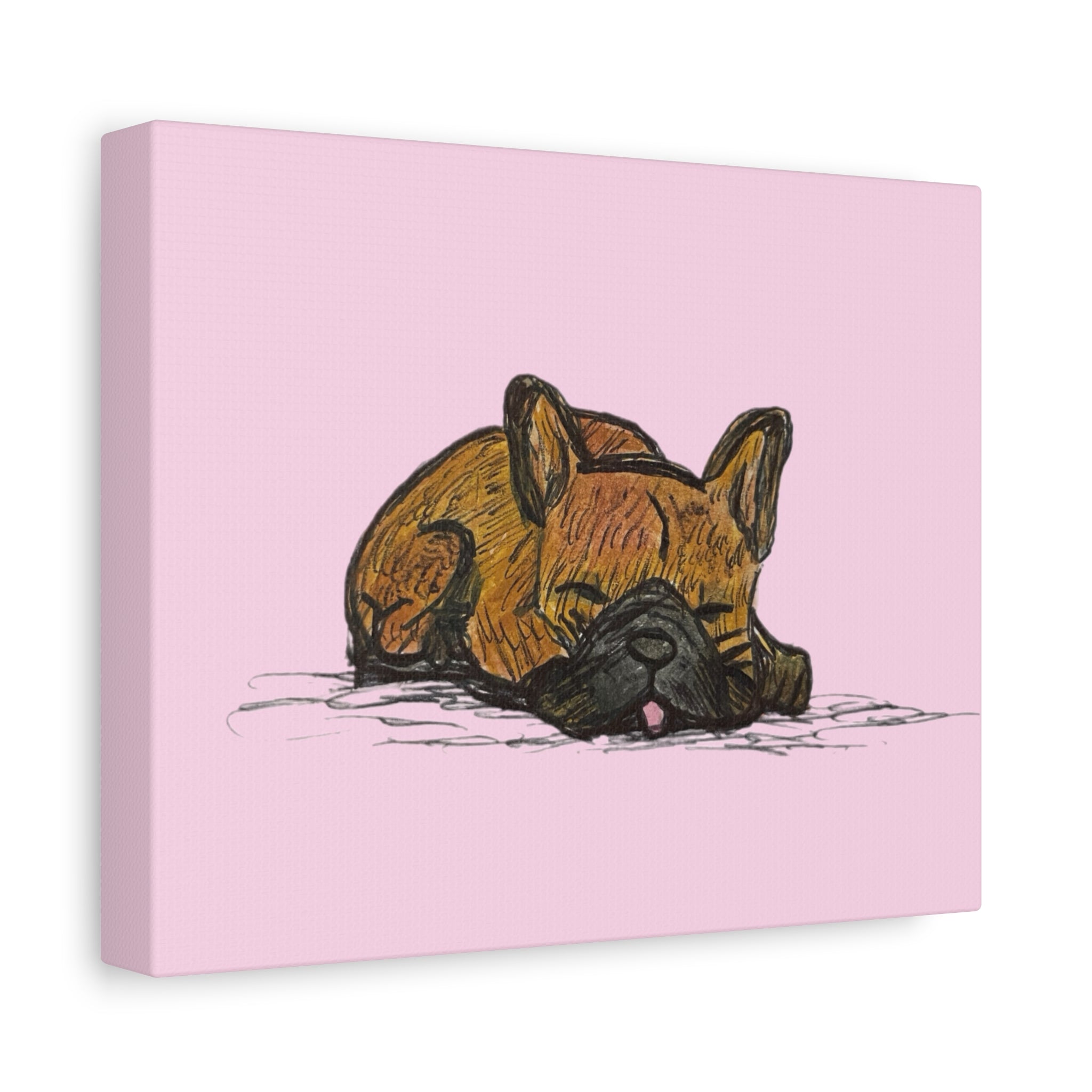 Sleeping Chocolate French Bulldog Pop Wall Art Canvas – Vibrant Cute Dog Wall Decor