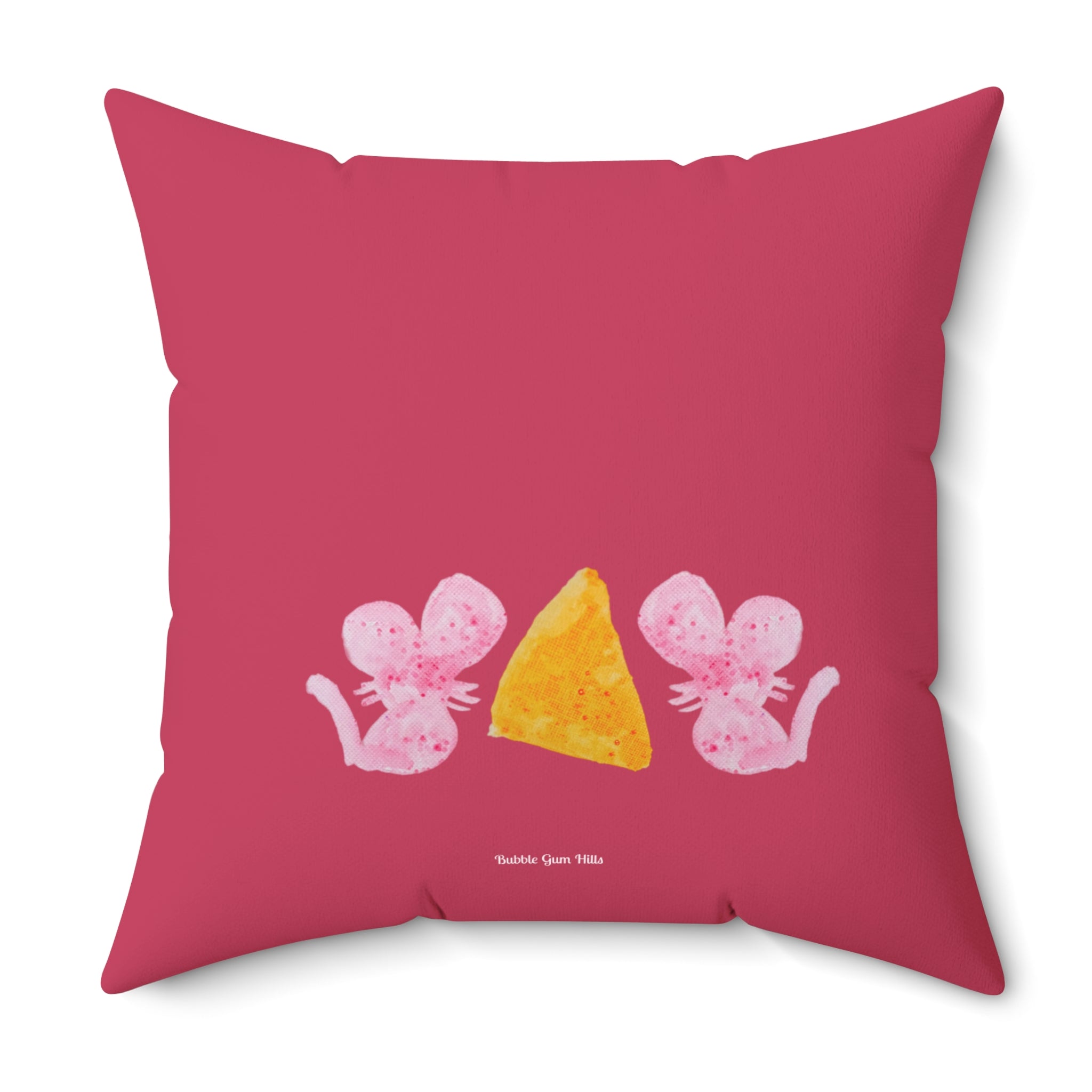 Cat & Mice Play Side of Cheese Cute Decorative Throw Pillow