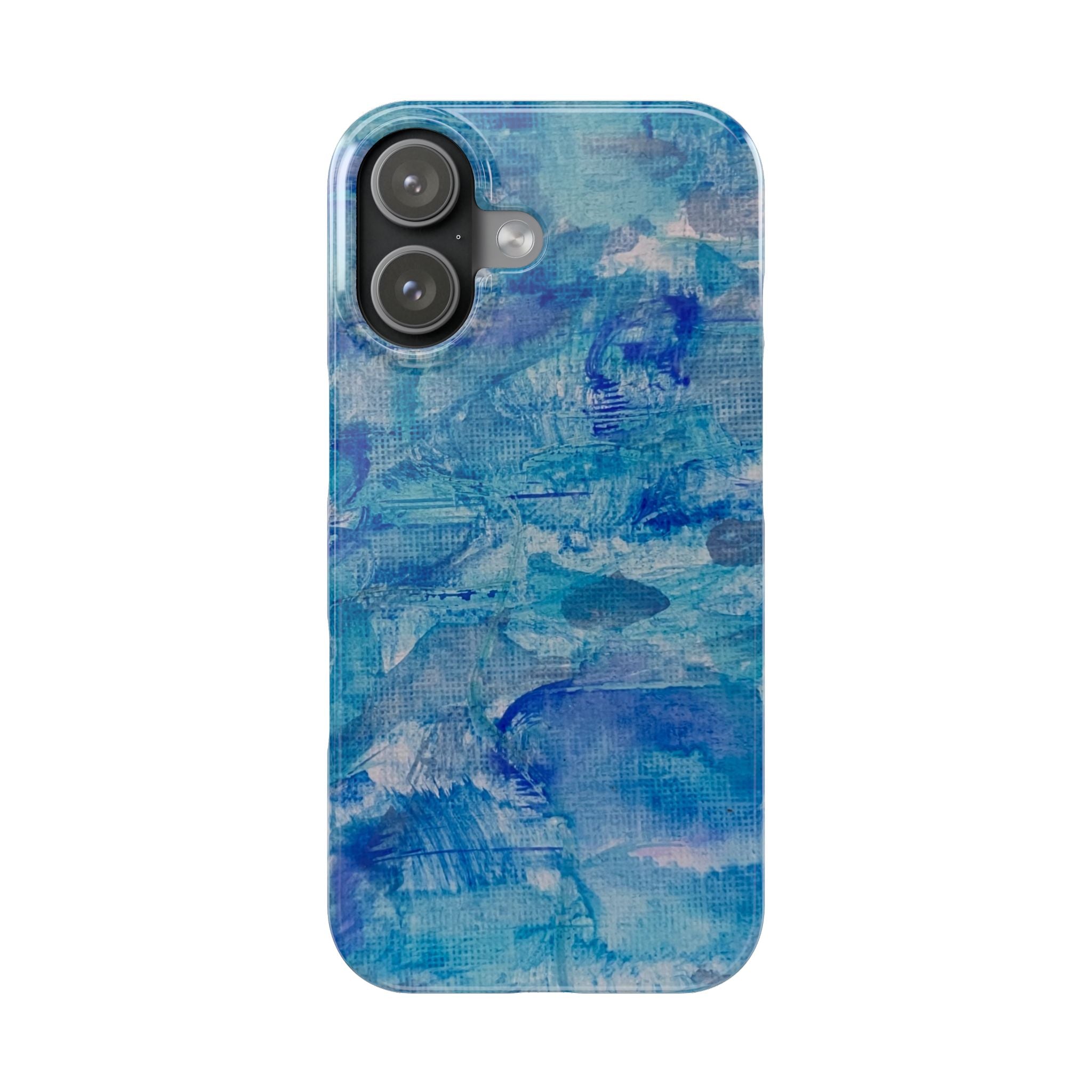 Blue Watercolor Slim Phone Case — Abstract Ocean Art Protective Cover