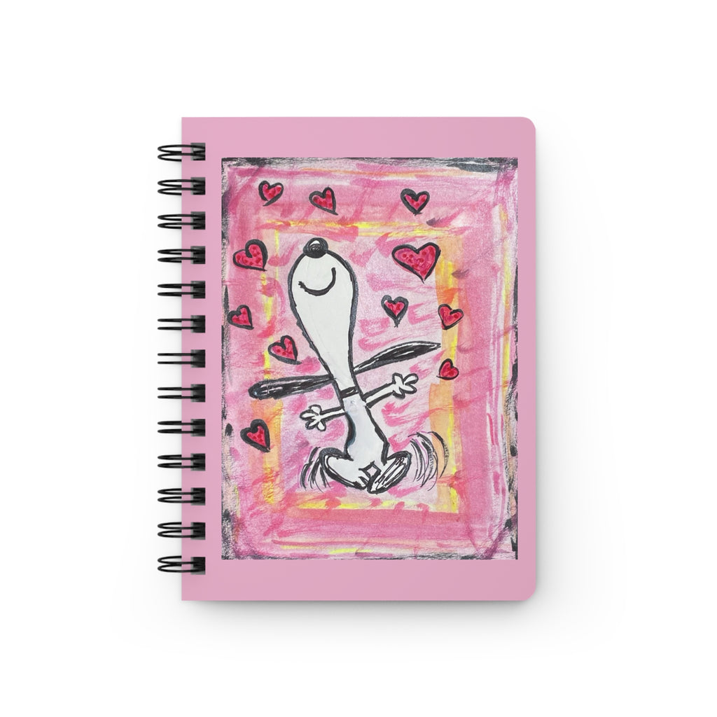 Joyful Dancing Pup with Hearts  — Spiral Notebook
