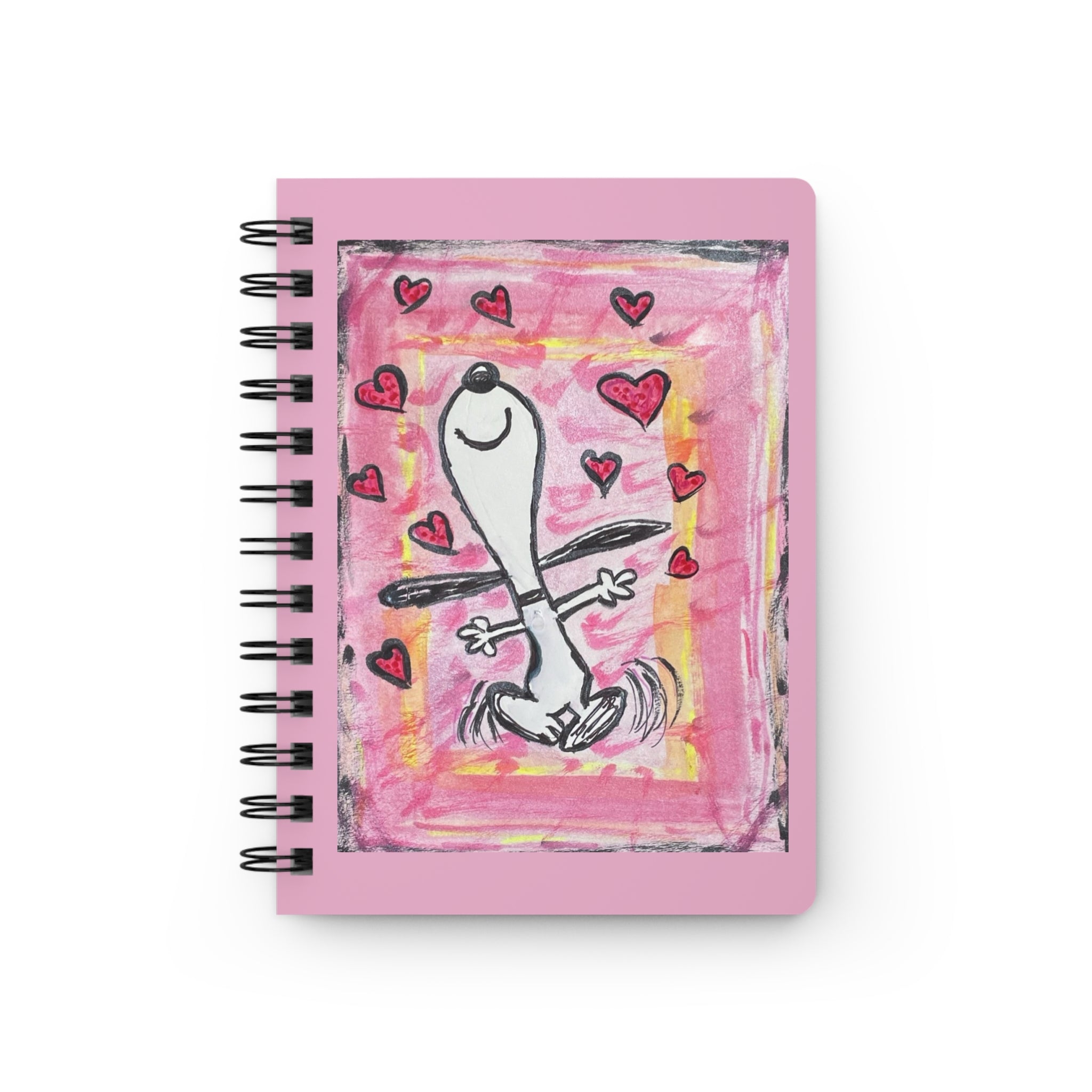 Joyful Dancing Pup with Hearts  — Spiral Notebook