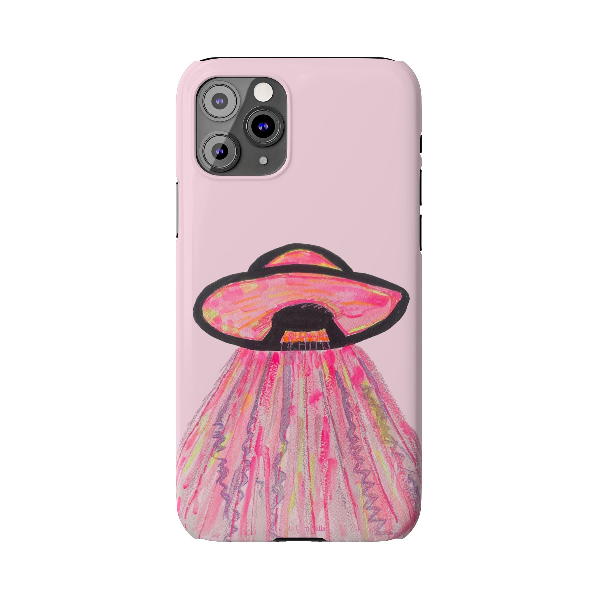 Pink UFO Phone Case — Cute Pastel Alien Abduction Slim Case