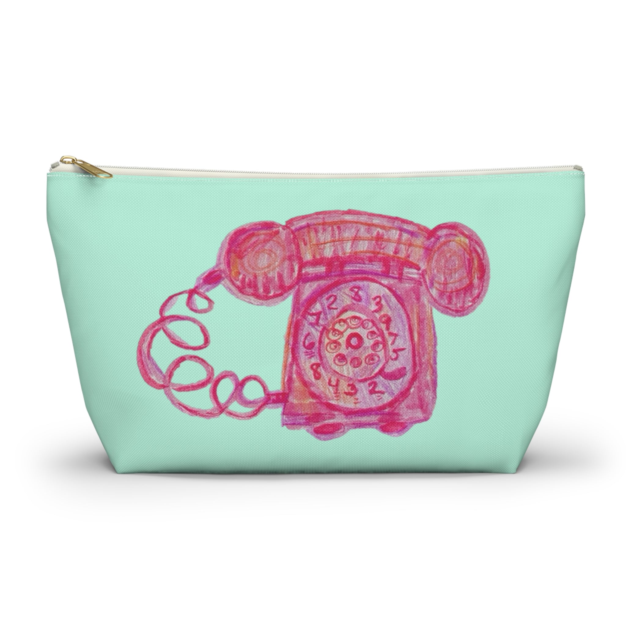 Dolce Vita "Ciao Bella!" Retro Pink Phone Accessory Makeup Pouch Zipper Bag Small & Large