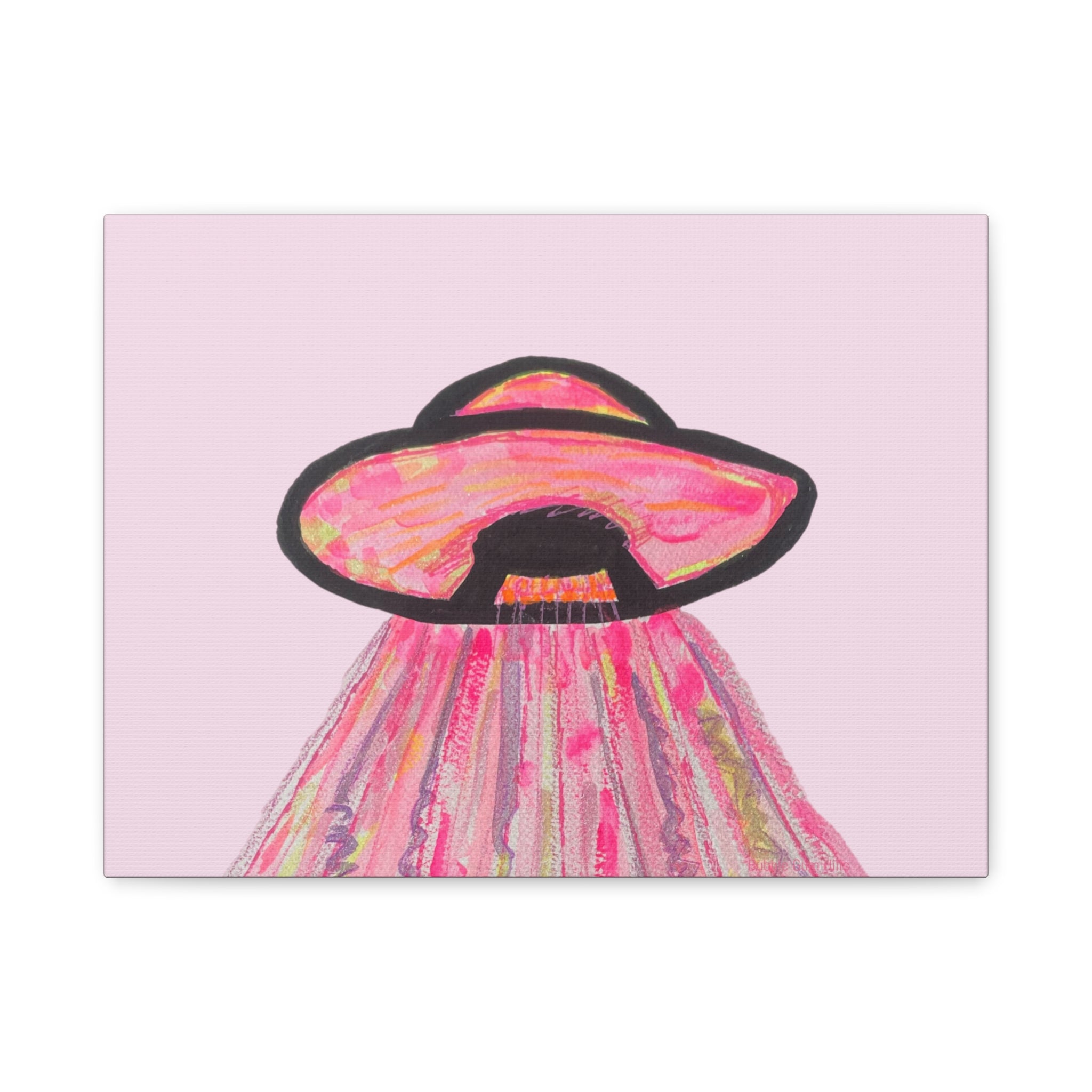 "If Aliens Were Pink" Abstract UFO Spaceship Matte Wall Art Canvas