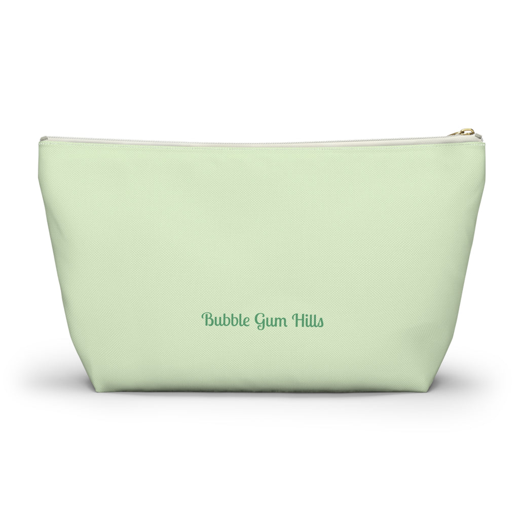 Shades of Green Bird Watercolor Zipper Accessory Makeup Day or Travel Cosmetic Pouch Bag