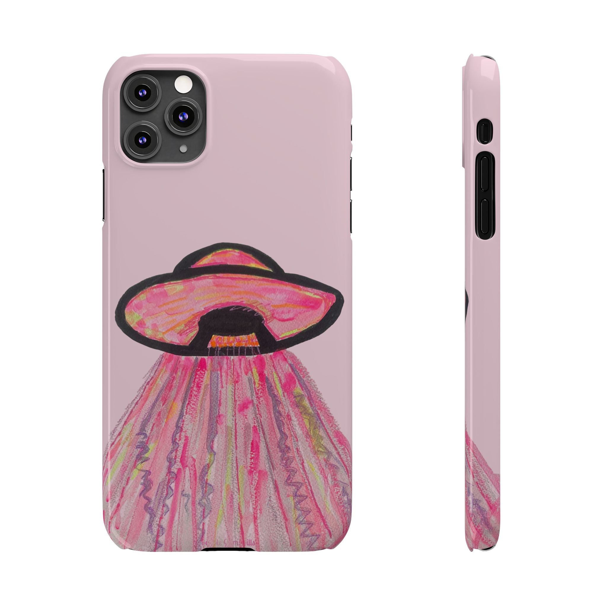 Pink UFO Phone Case — Cute Pastel Alien Abduction Slim Case