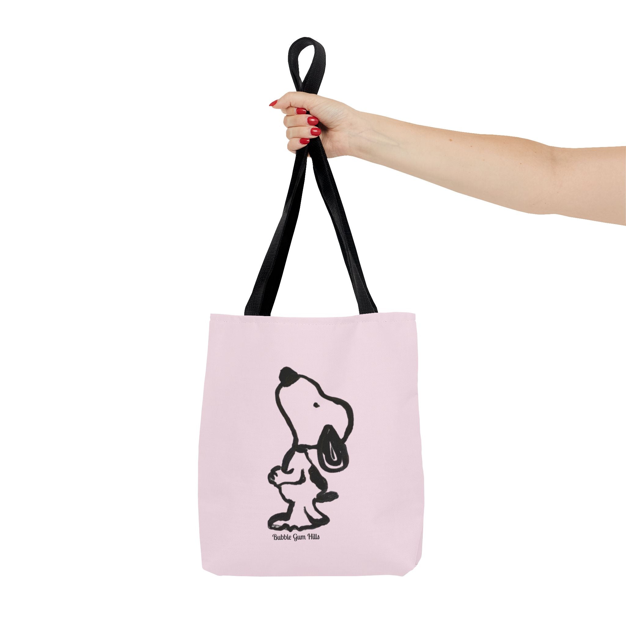 Pink Illustration Dog Bag  Arm / Shoulder with 2 Black Straps Medium Shop Day or Travel Tote Bag