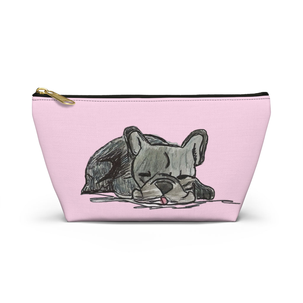 Cute Blue Gray French Bulldog Makeup Accessory Pouch Zipper Bag Day or Travel Small & Large