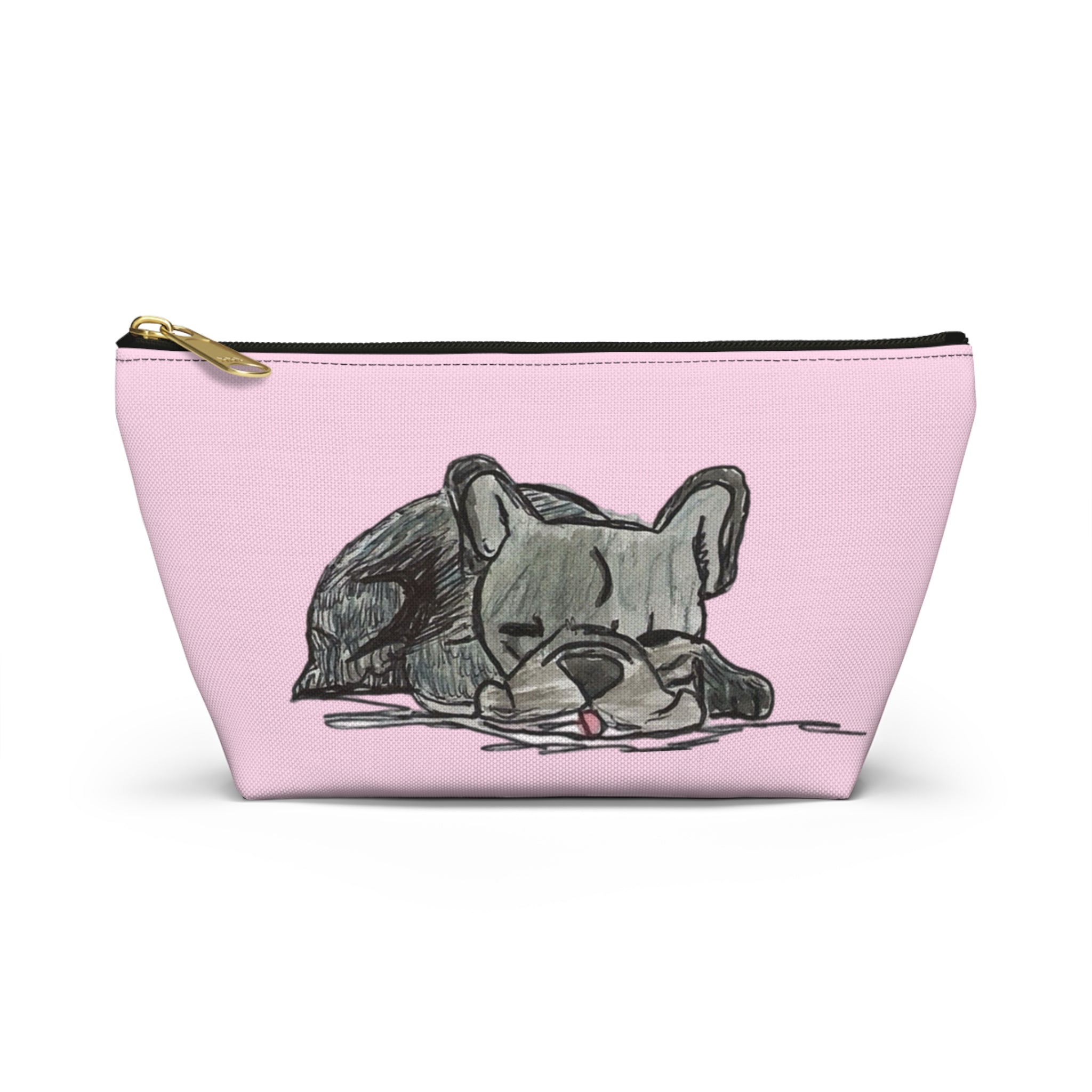 Cute Blue Gray French Bulldog Makeup Accessory Pouch Zipper Bag Day or Travel Small & Large