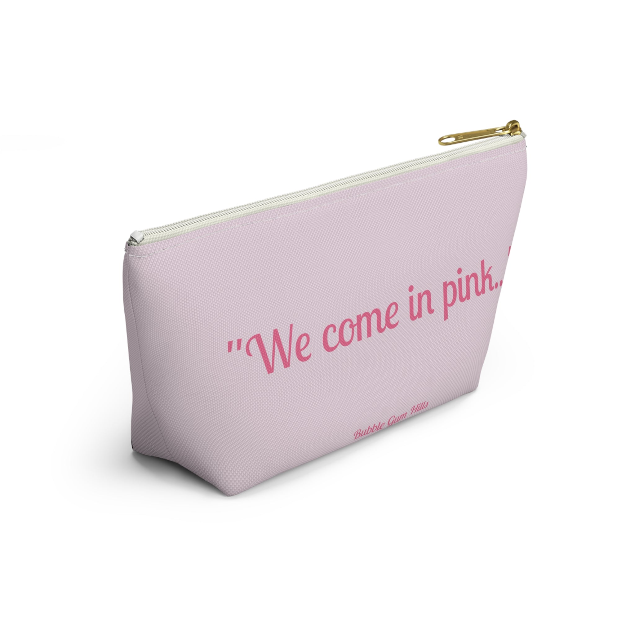 Fun Pink Spaceship UFO Aliens "We Come in Pink" Makeup Pouch Accessories Day or Travel Bag Small & Large