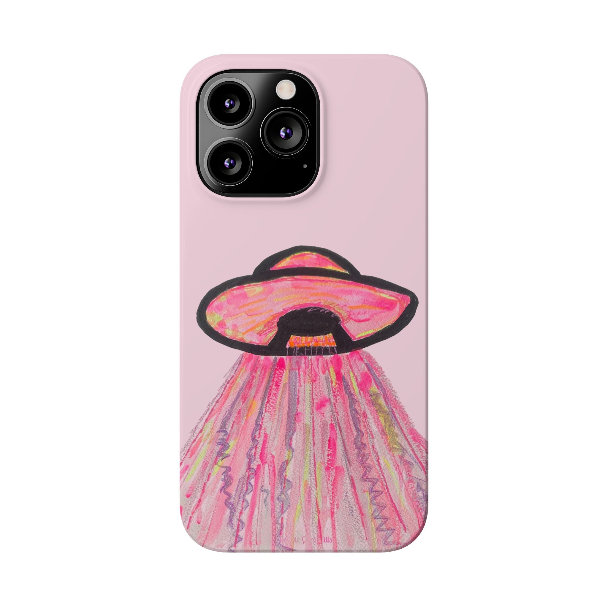 Pink UFO Phone Case — Cute Pastel Alien Abduction Slim Case