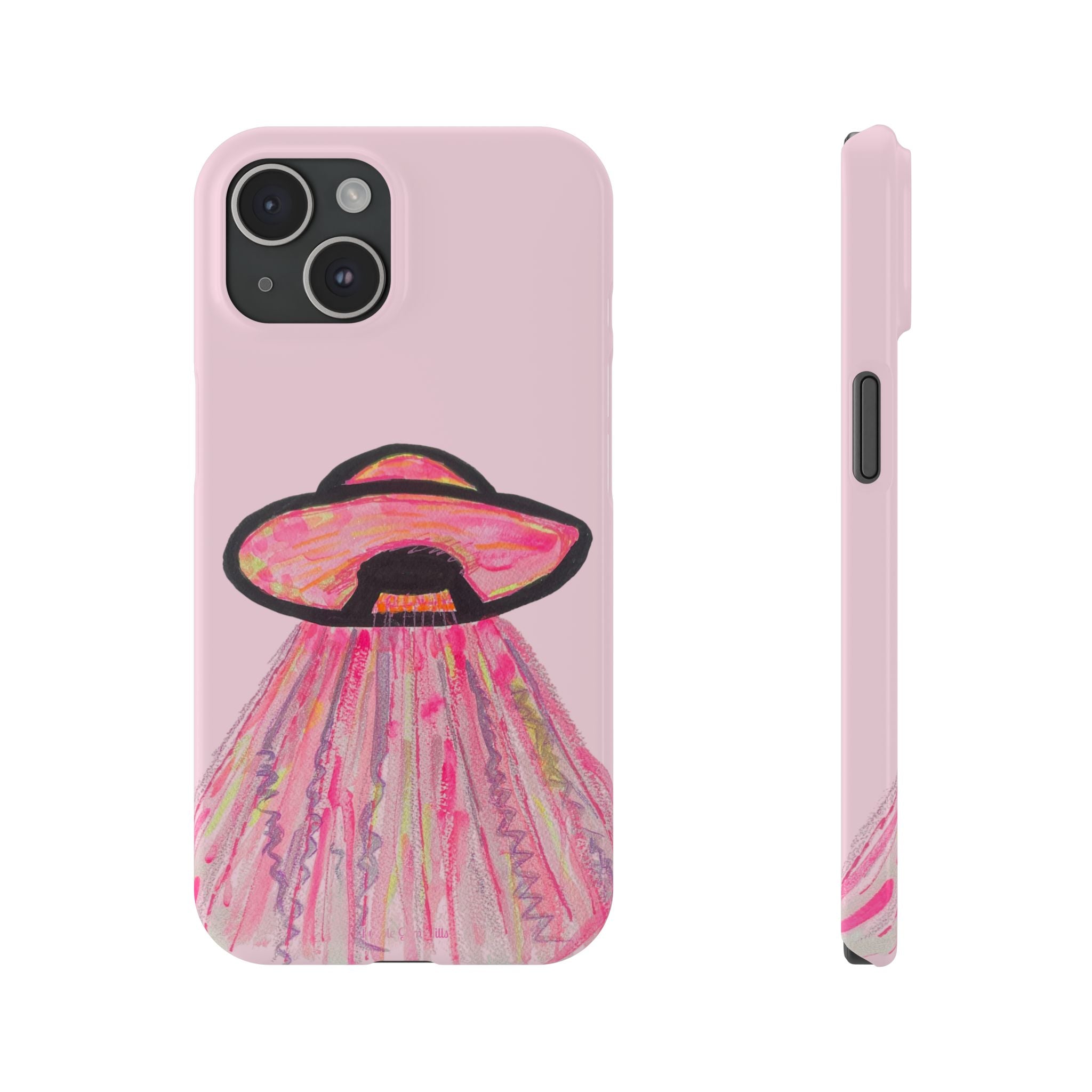 Pink UFO Phone Case — Cute Pastel Alien Abduction Slim Case
