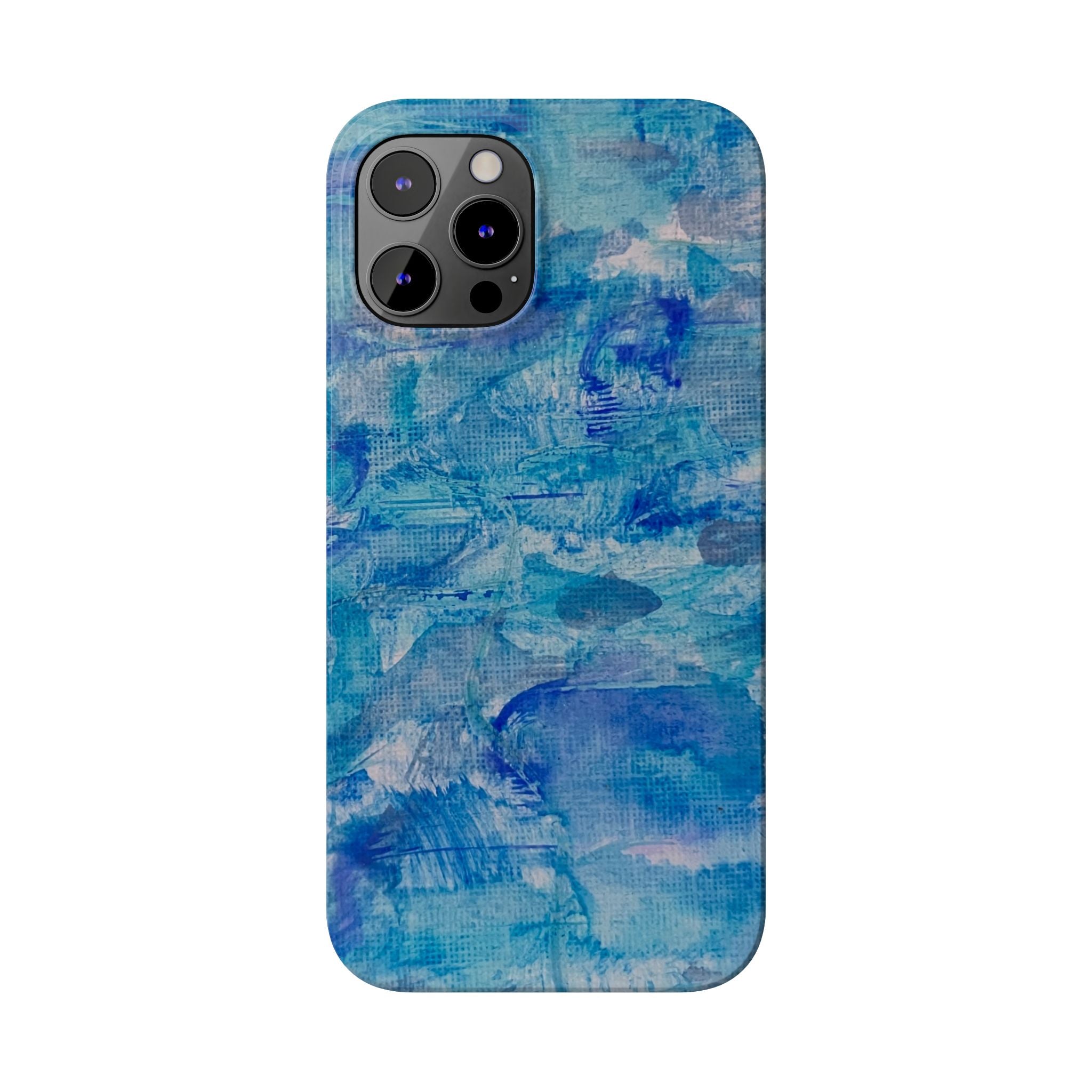 Blue Watercolor Slim Phone Case — Abstract Ocean Art Protective Cover