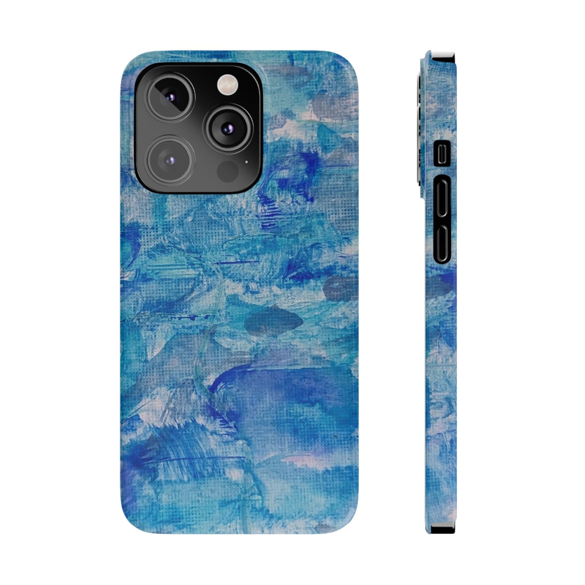 Blue Watercolor Slim Phone Case — Abstract Ocean Art Protective Cover