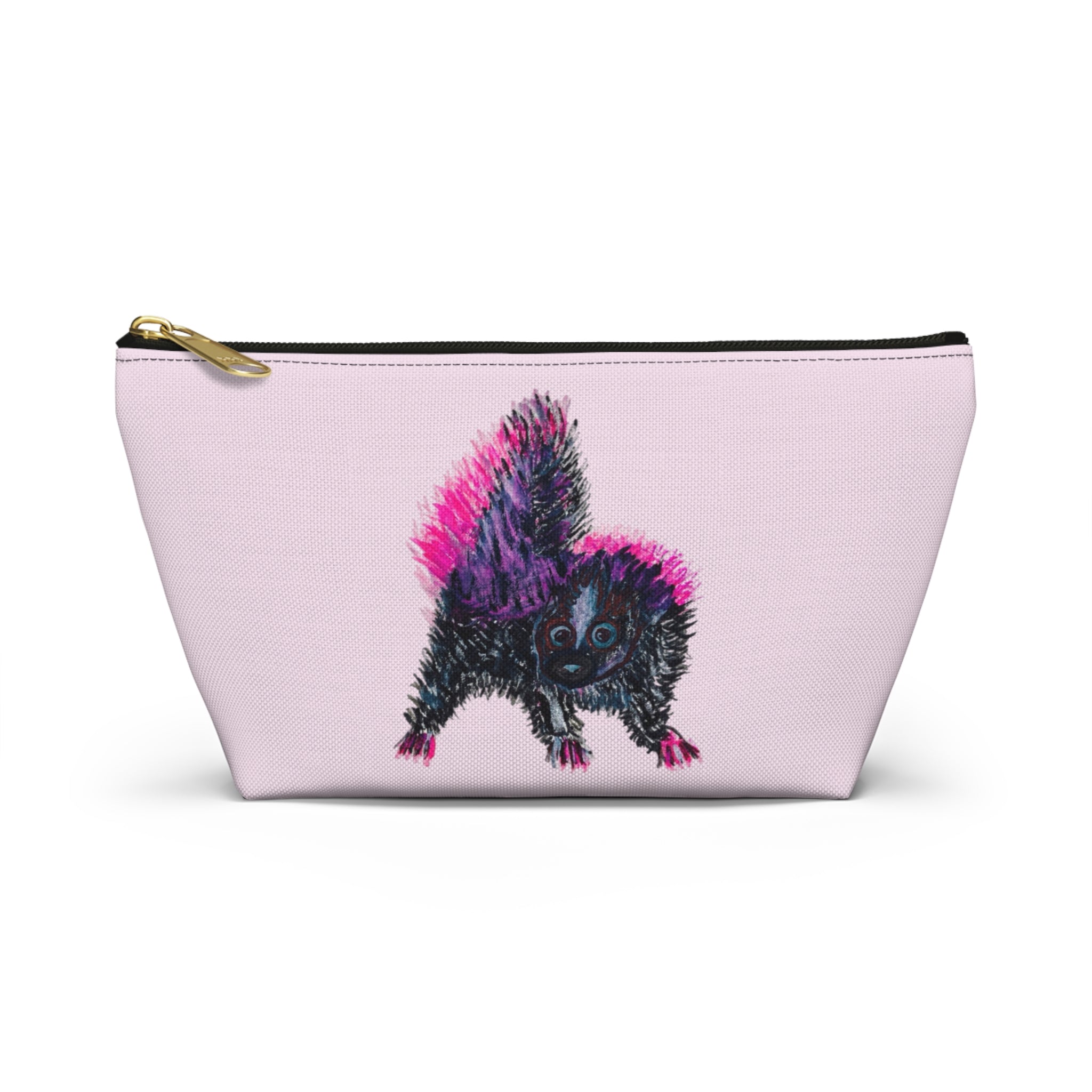Pink & Black Skunks Accessories Makeup Day or Travel Pouch Zipper Bag Small & Large