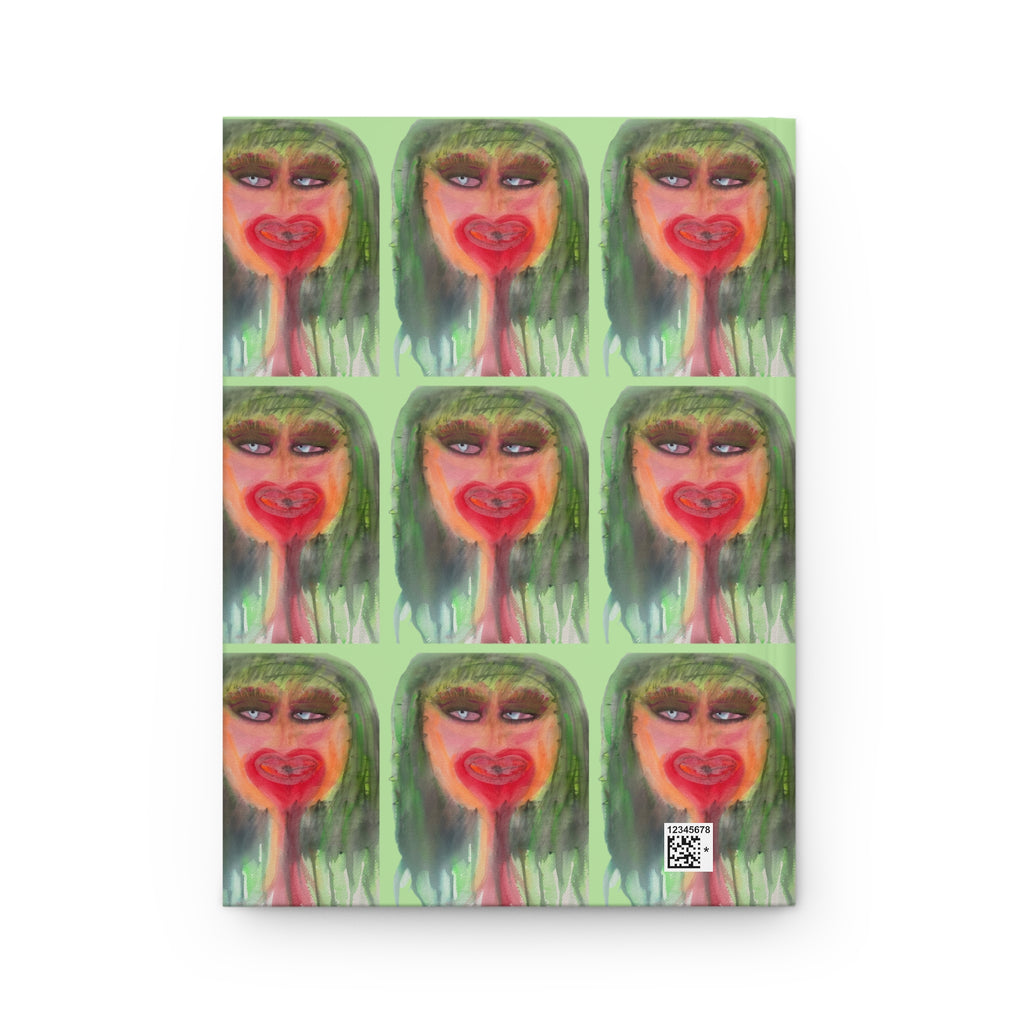 Deep Thoughts Pop Art Hardcover Journal — Green Gal Pop Portrait Art Notebook Journal Diary 150 Page Lined Pages