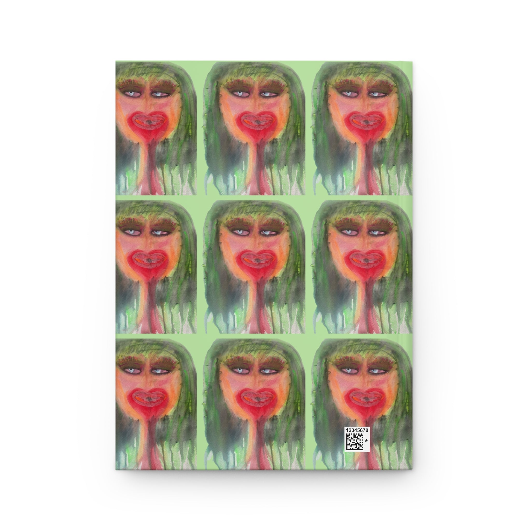 Deep Thoughts Pop Art Hardcover Journal — Green Gal Pop Portrait Art Notebook Journal Diary 150 Page Lined Pages