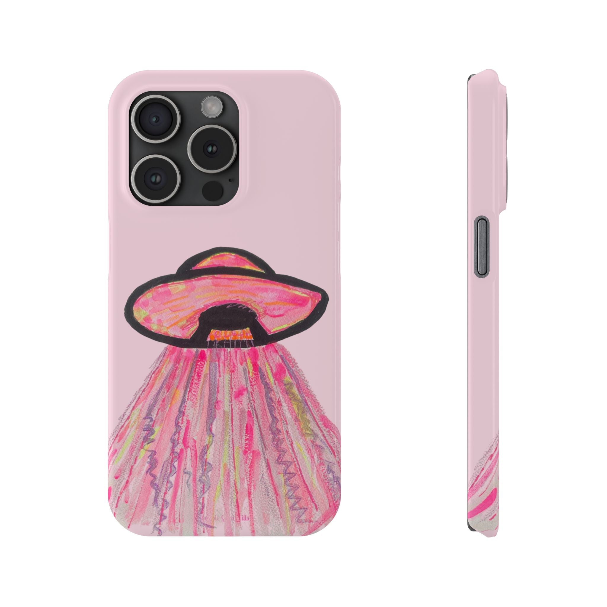 Pink UFO Phone Case — Cute Pastel Alien Abduction Slim Case