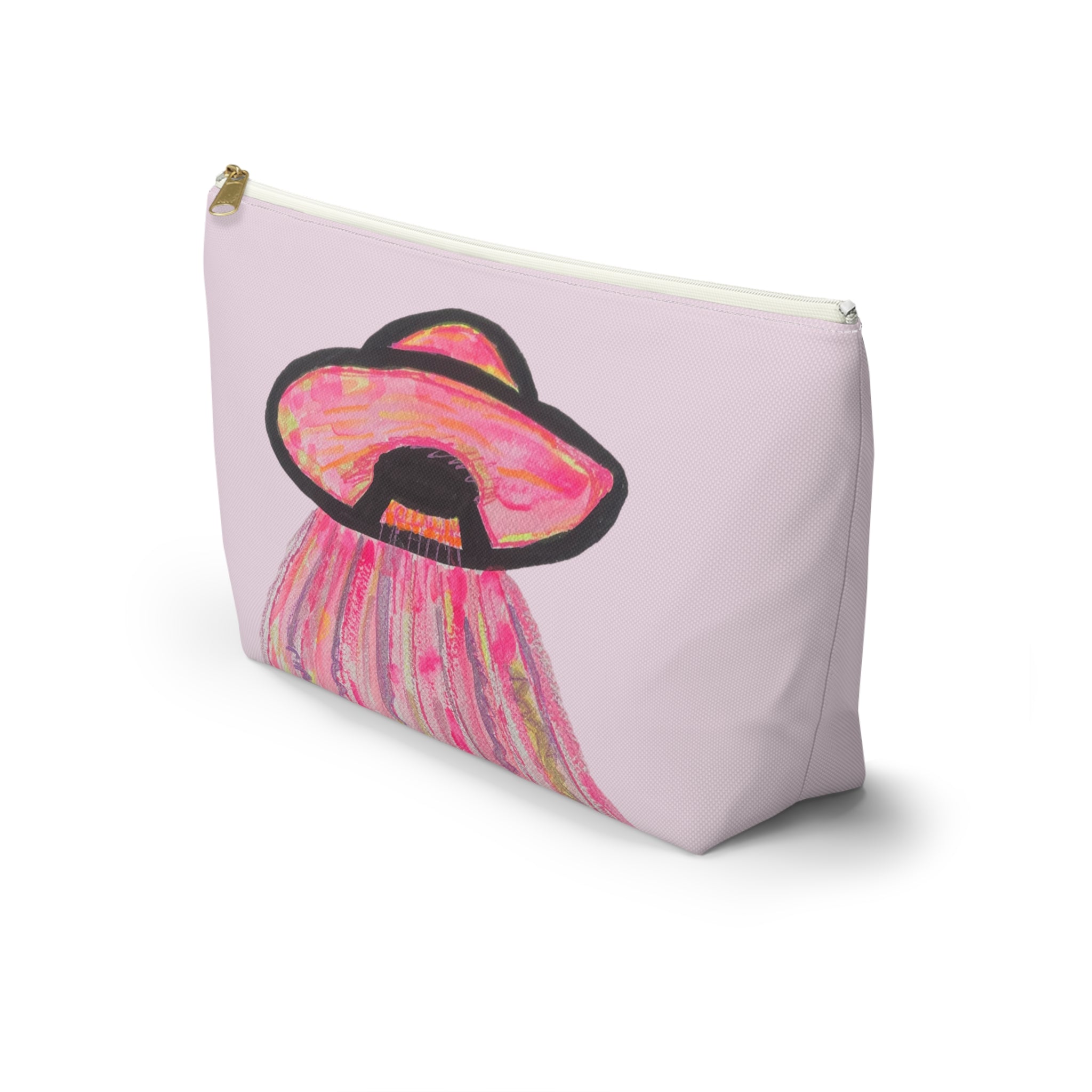 Fun Pink Spaceship UFO Aliens "We Come in Pink" Makeup Pouch Accessories Day or Travel Bag Small & Large