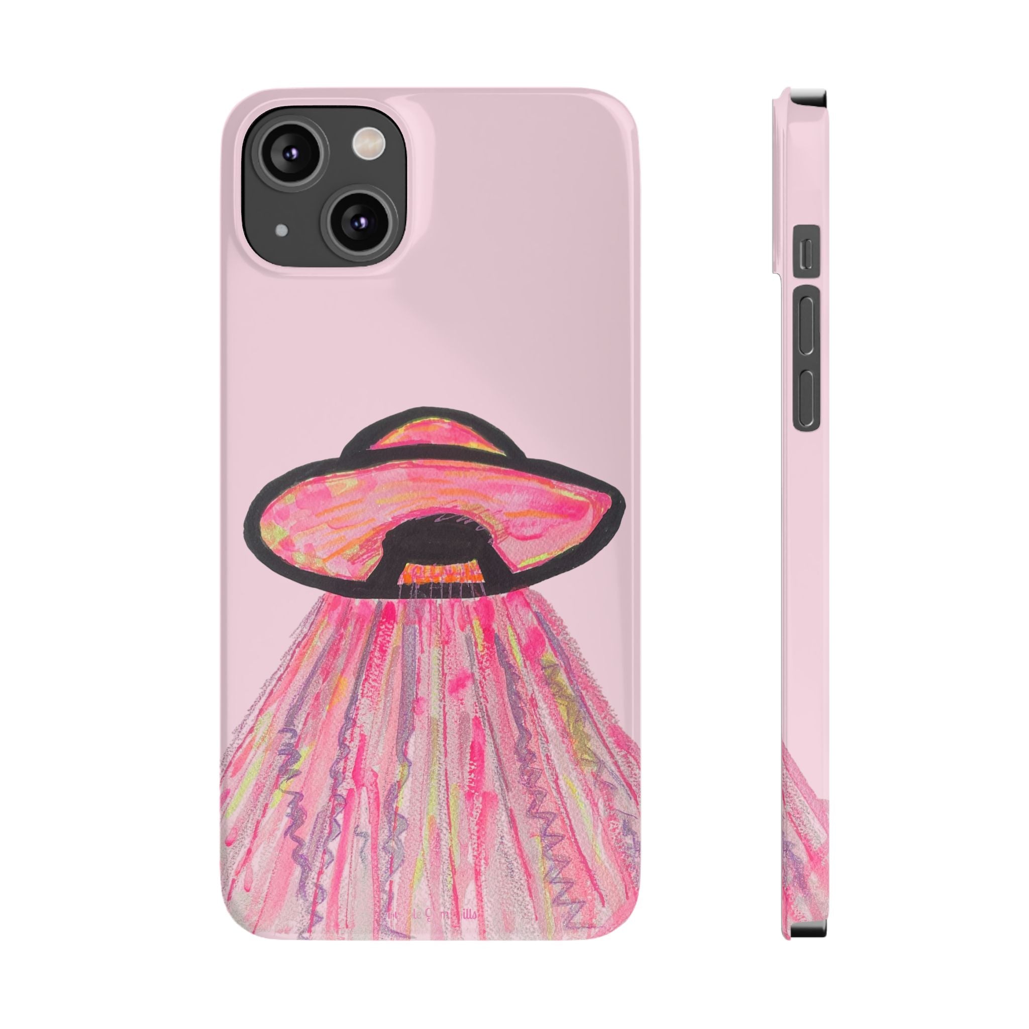 Pink UFO Phone Case — Cute Pastel Alien Abduction Slim Case