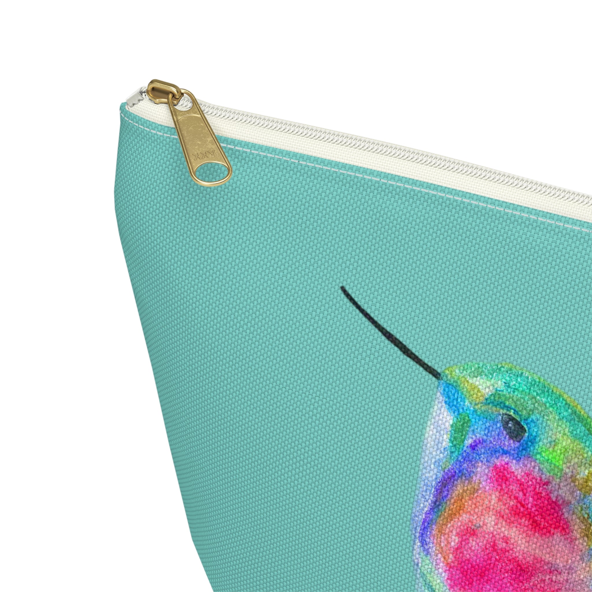 Turquoise Bag Colorful Hummingbird  — Cosmetic Makeup Small and Large Zipper Bag