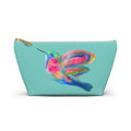 Turquoise Bag Colorful Hummingbird  — Cosmetic Makeup Small and Large Zipper Bag