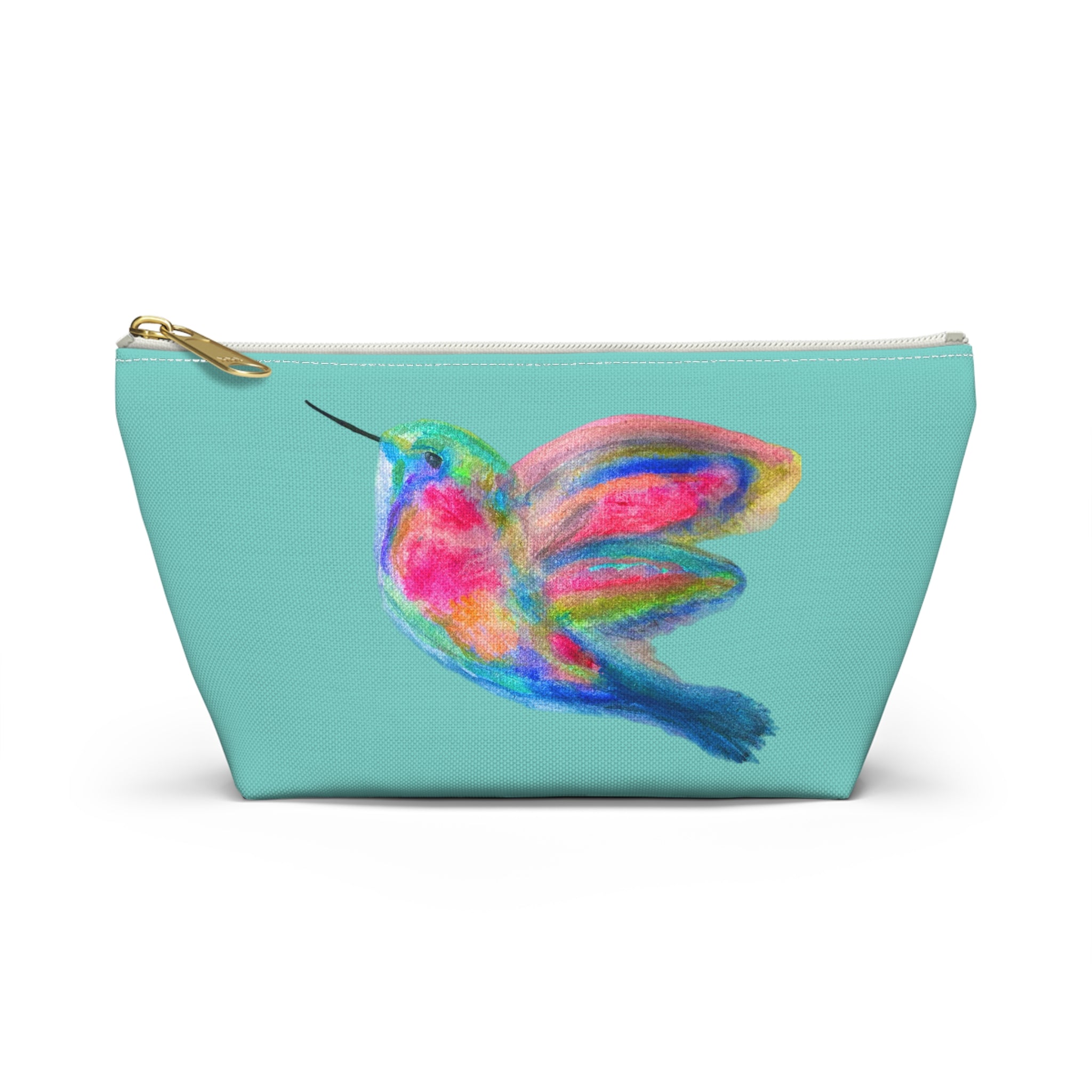 Turquoise Bag Colorful Hummingbird  — Cosmetic Makeup Small and Large Zipper Bag