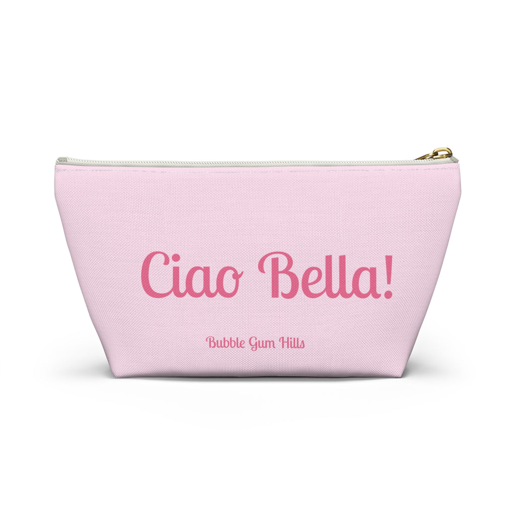 Dolce Vita "Ciao Bella!" Retro Pink Phone Accessory Makeup Pouch Zipper Bag Small & Large