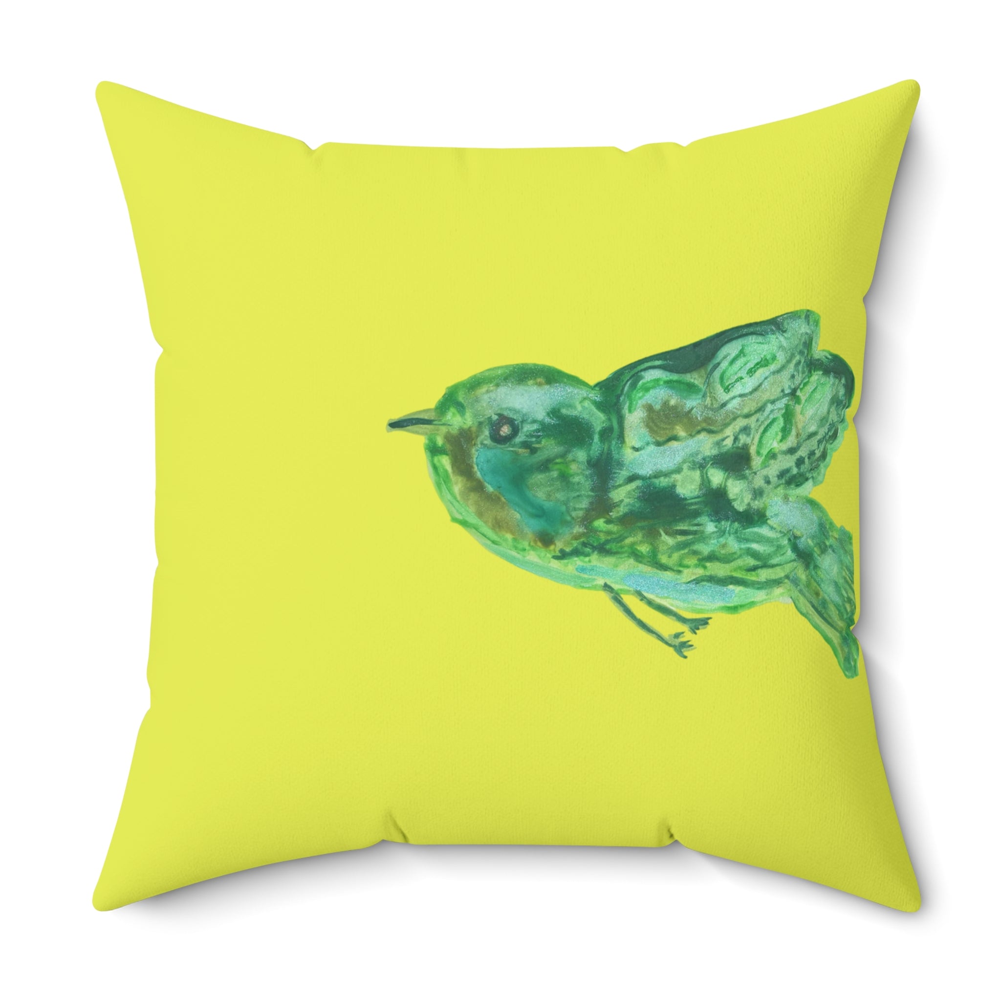 Green Bird Vibrant Lime Decorative Throw Pillow