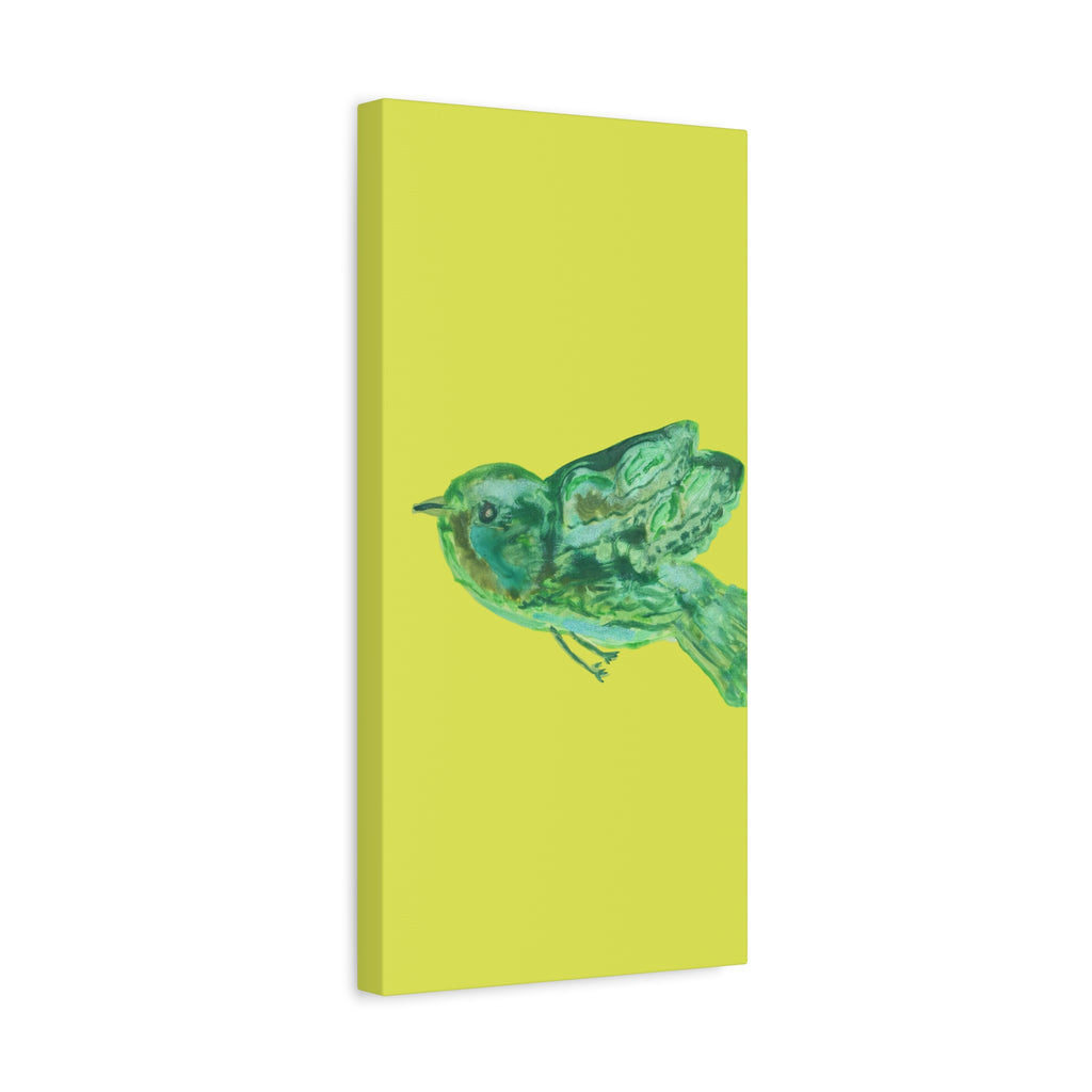 Green Bird Lime Matte Wall Art Canvas