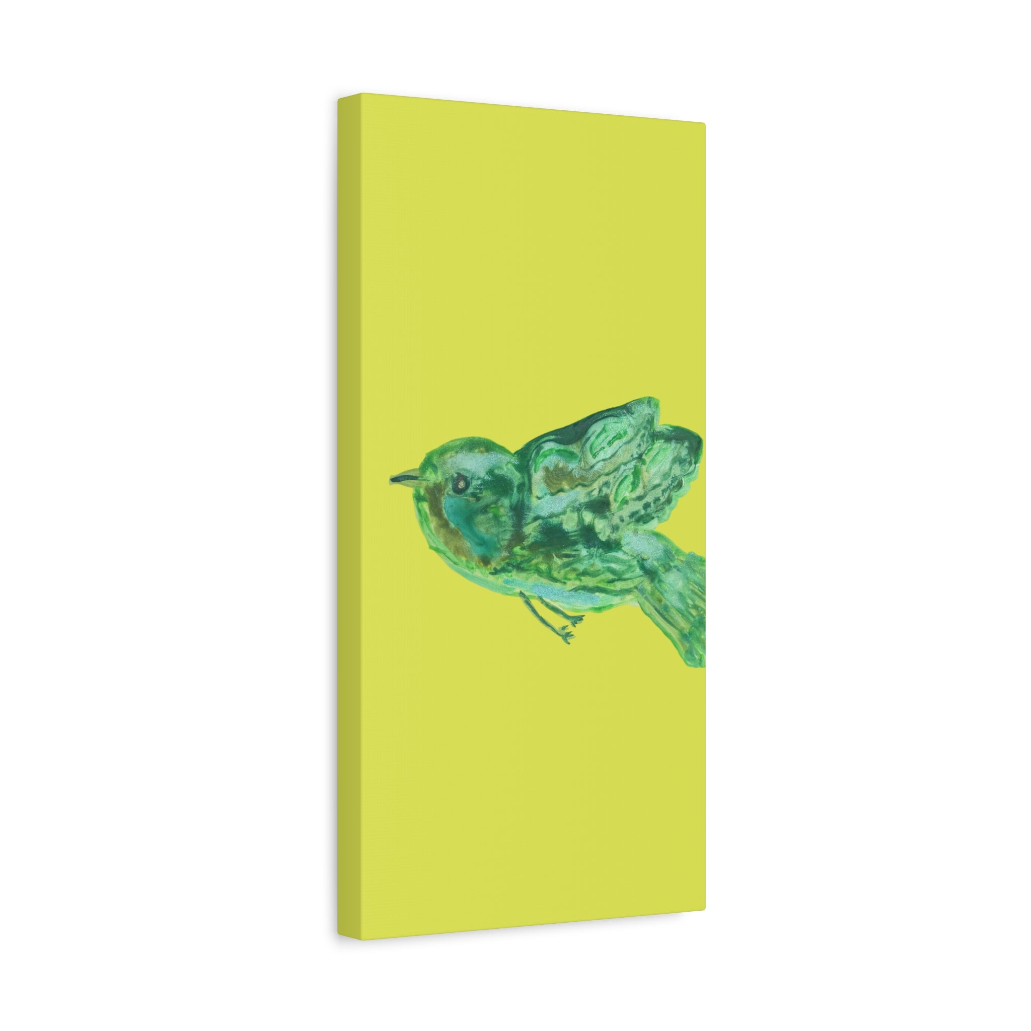 Green Bird Lime Matte Wall Art Canvas