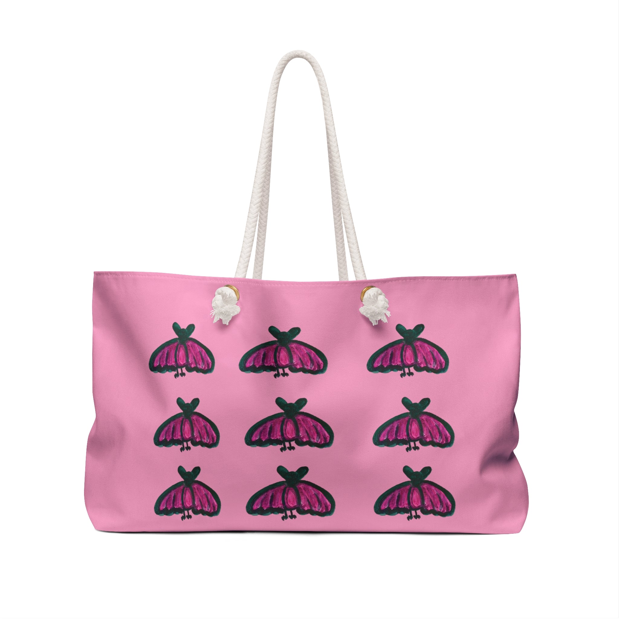 Cute Baby Bats Pink & Black Large Shoulder Tote Bag For Day or Travel