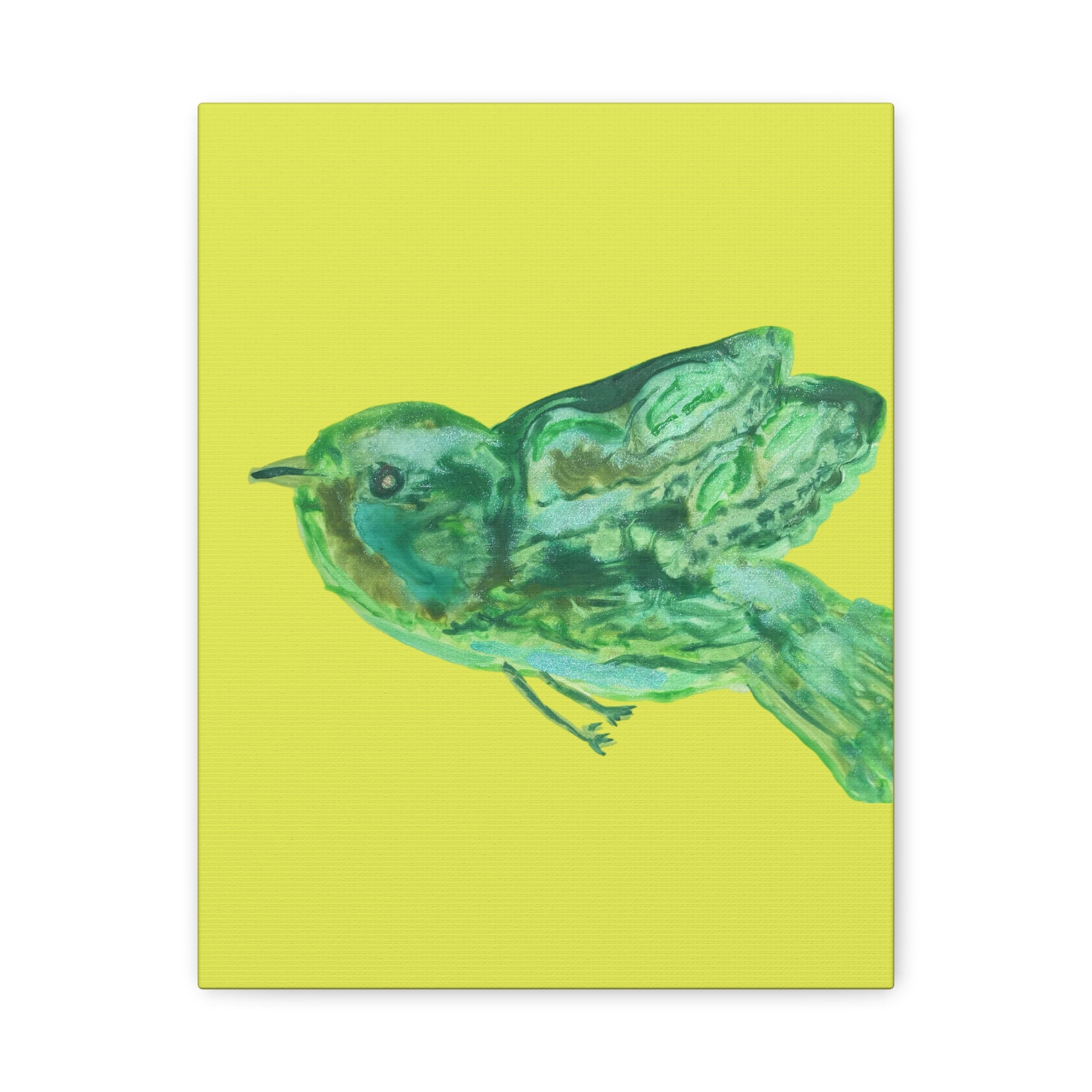 Green Bird Lime Matte Wall Art Canvas